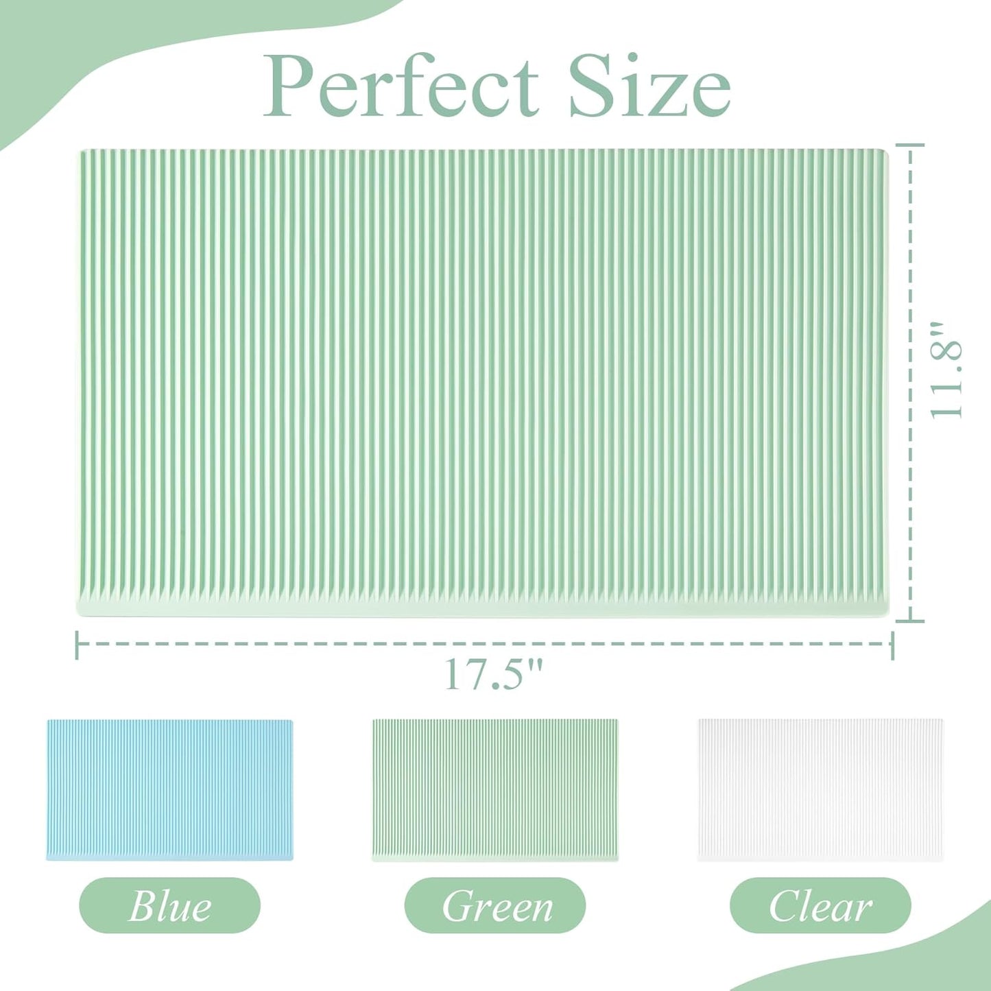 Non-Slip Silicone Refrigerator Liners for Shelves, Reusable Washable Fridge Shelf Drawer Liners, Cuttable Waterproof Oilproof Fridge Liner for Glass Shelve Kitchen Cabinet Drawer Mats (Green, 1 Pack)