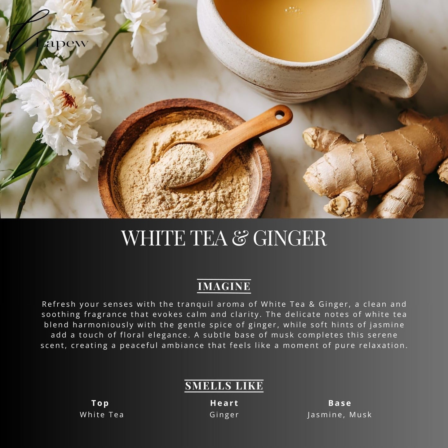 White Tea & Ginger Carpet Freshener Powder: Powerful Odor Eliminator for Home, Upholstery Deodorizer, Carpet Deodorizer, Pet Urine, Cat Litter Box - White Tea & Ginger Fragrance.