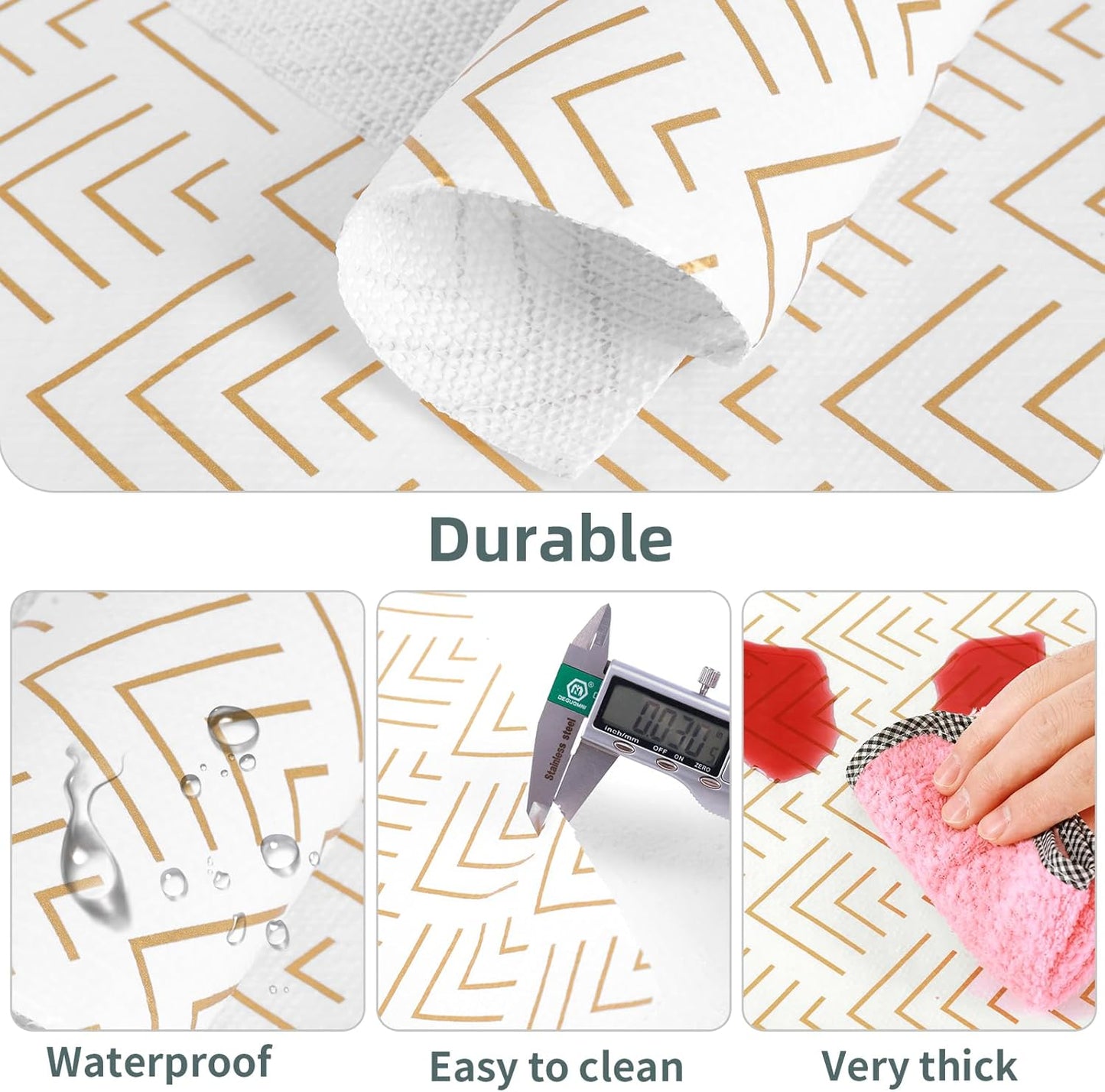 Shelf Liner for Kitchen Cabinets Non Adhesive Drawer Liner Non-Slip Thickened Shelf Liner Paper Strong Easy to Clean for Tool Box Refrigerator with Knife and Tape Measure, Gold Arrow, 11.8 x 354.3 in