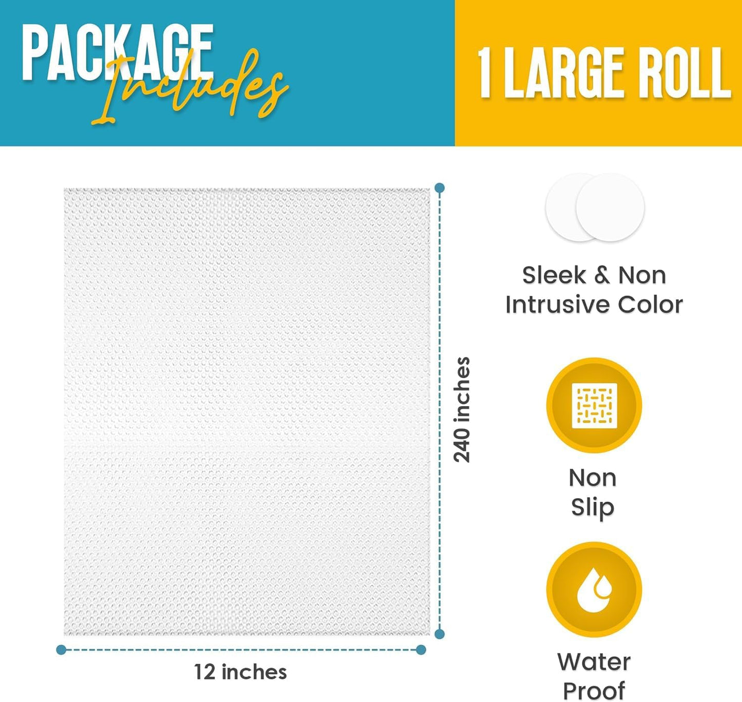 Shelf Liner Drawer Liner for Kitchen Cabinets Non-Adhesive by Linda’s Essentials (12 x 240 Inches) - Non-Slip Easy Clean Kitchen Cabinet and Cupboard Protector, Waterproof Mat, Clear Roll