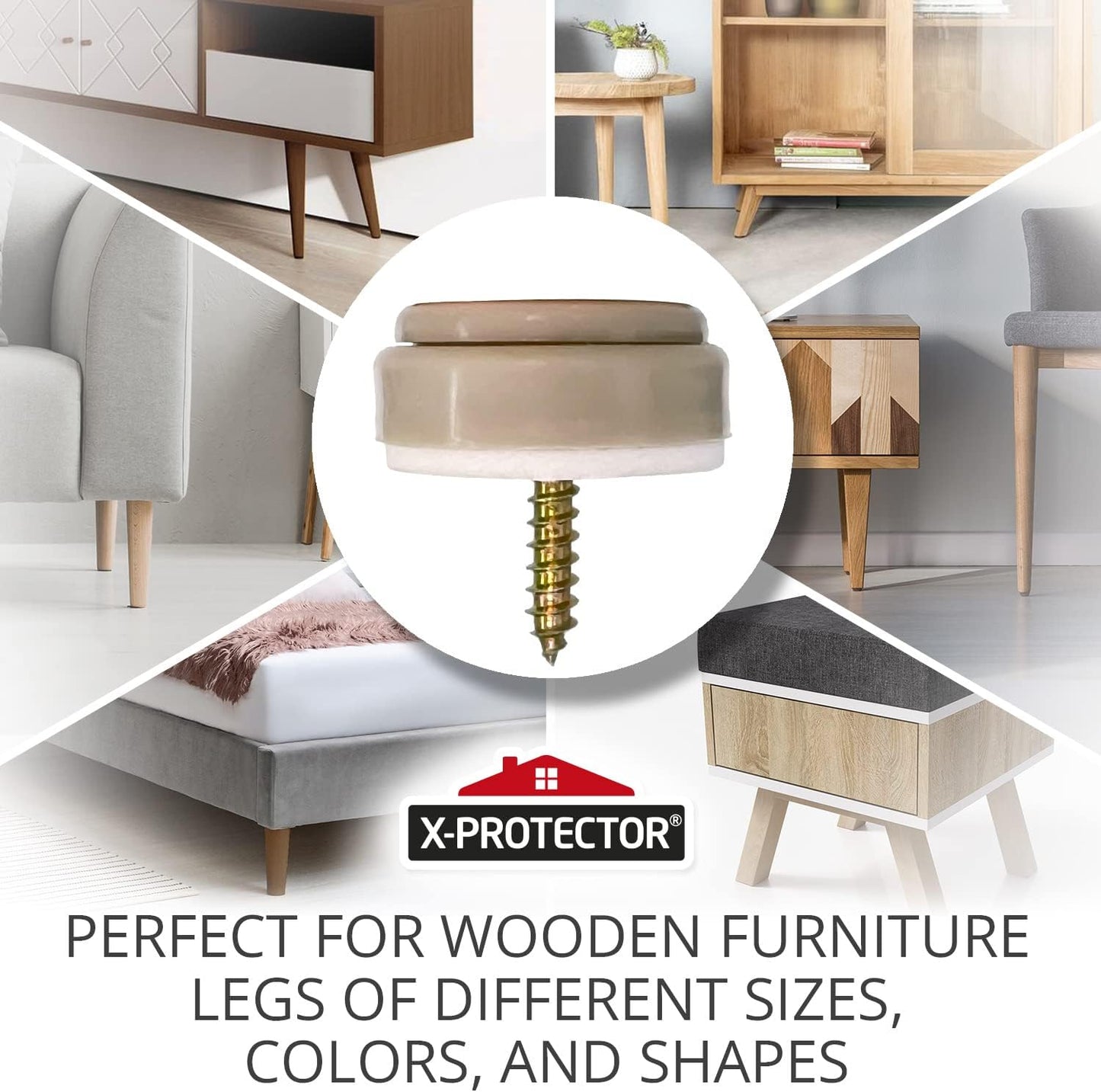 Chair Glides X-PROTECTOR – 16 PCS 1" Furniture Glides – Screw-On Chair Sliders – Premium Chair Leg Floor Protectors – Slide Furniture Effortlessly on All Floor Types with Small Furniture Sliders!