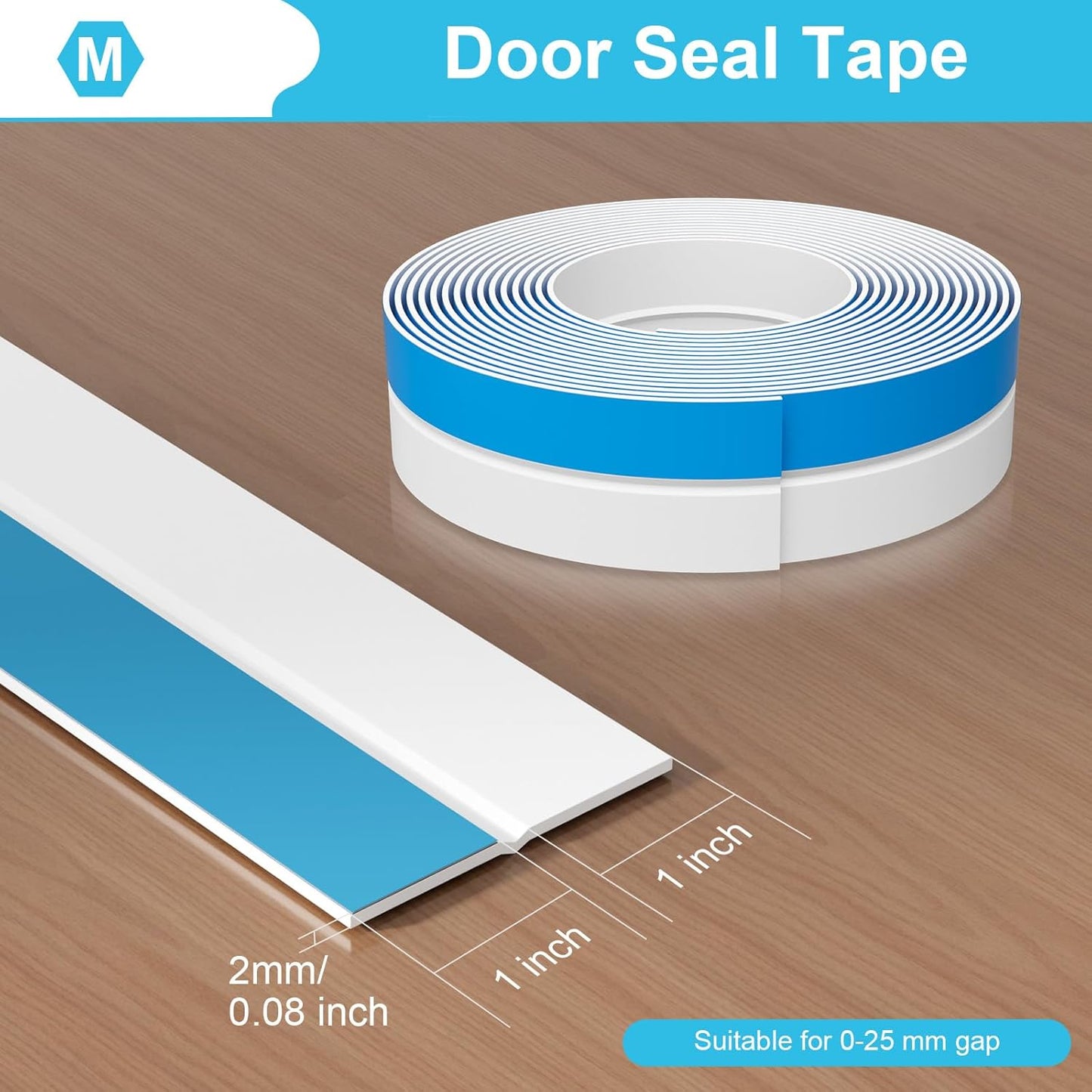 Weather Stripping Door Seal, Silicone Strip for Frame and Gaps Draft Stopper,Glass Shower Door Sweep, White, 20 Feet x 2 Inch