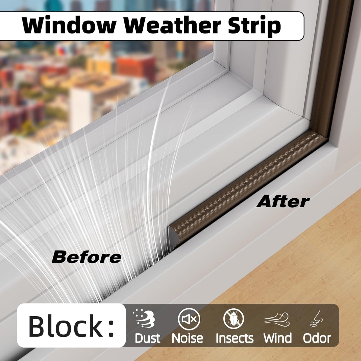 2Pcs×196" Wedge Weather Stripping Door Seal Strip for Door Frame & Window,Self Adhesive Window Insulation Draft Stopper Seal for Winter,Gray Foam Door Gap Filler for Soundproofing Light Blocker,Brown