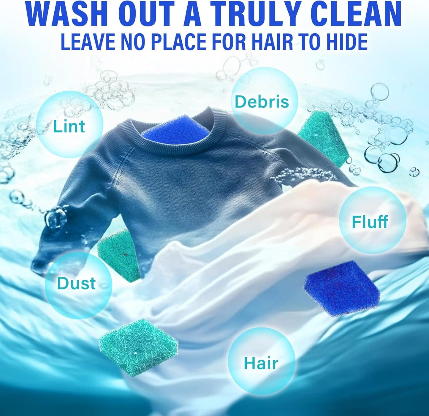 Easy Pet Hair Remover for Laundry, 6Pcs Reusable Lint Catcher for Washing Machine, Laundry Hair Catcher for Clothes, Sheets and Blankets