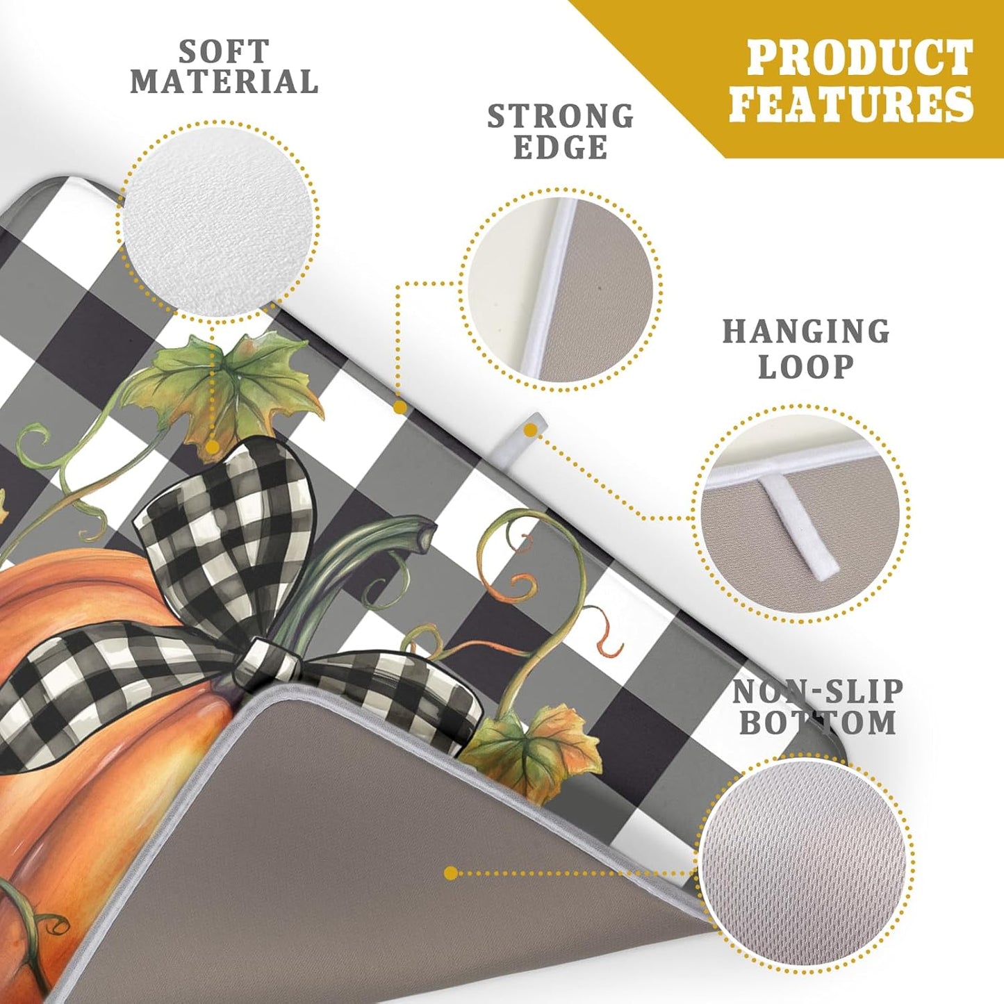 Autumn Pumpkin Drying Mats for Kitchen Counter 16×18 Inch Maple Leaves Dish Drying Rack Washable Absorbent Fall Drying Mat Thanksgiving Harvest Kitchen Accessories Mat Drainer Pad for Coffee Bar