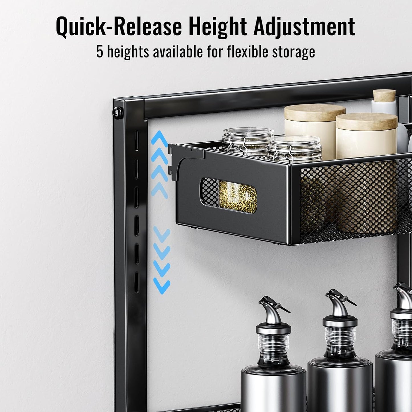 Under Sink Organizer, Silk-Smooth Metal Sliding Drawer Organizers and Storage Rack, Pull Out Cabinet Shelf for Kitchen, Bathroom, Pantry, Cabinet, Closet