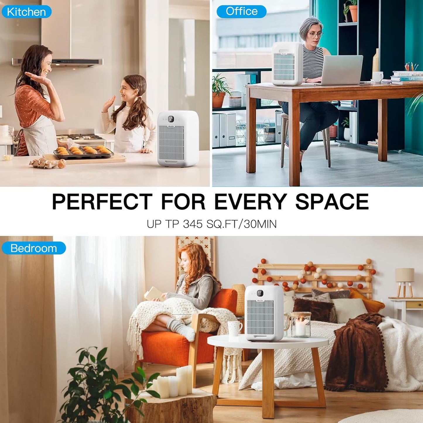 Air Purifiers for Home Bedroom Large Room, Powerful DC Motor Covers Up to 908 ft² Each One, HEPA Filter, Sleep Mode, Aromatherapy, for Smoke, Pet Dander, Allergies Pet Hair, Pollutants Odor, 2 Pack