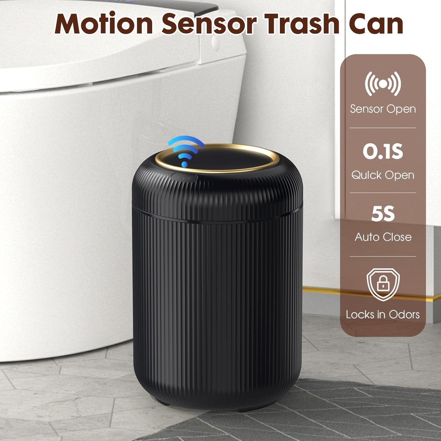 Procade Bathroom Trash Can Automatic Touchless,Motion Sensor Trash Bin,3 Gallon /11 L Smart Office Garbage can with Lid,Small Black Garbage Bin Wastebasket for Bedroom,Toilet, rv, Kitchen,Living Room