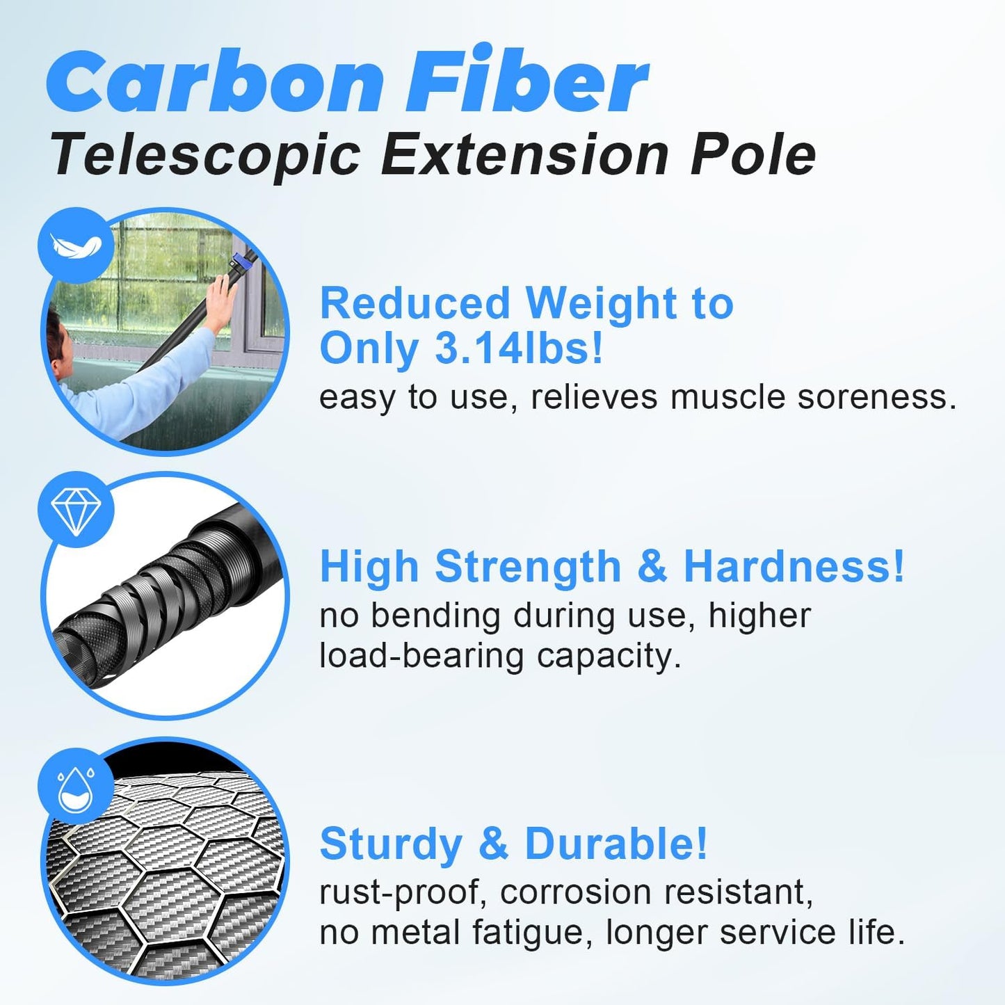 30 Foot High Ceiling Duster Kits with 4.7-24 FT Carbon Fiber Extension Pole, Feather Duster, Cobweb Duster, Ceiling Fan Duster, Window Squeegee & Cleaner with Pole 24 Ft