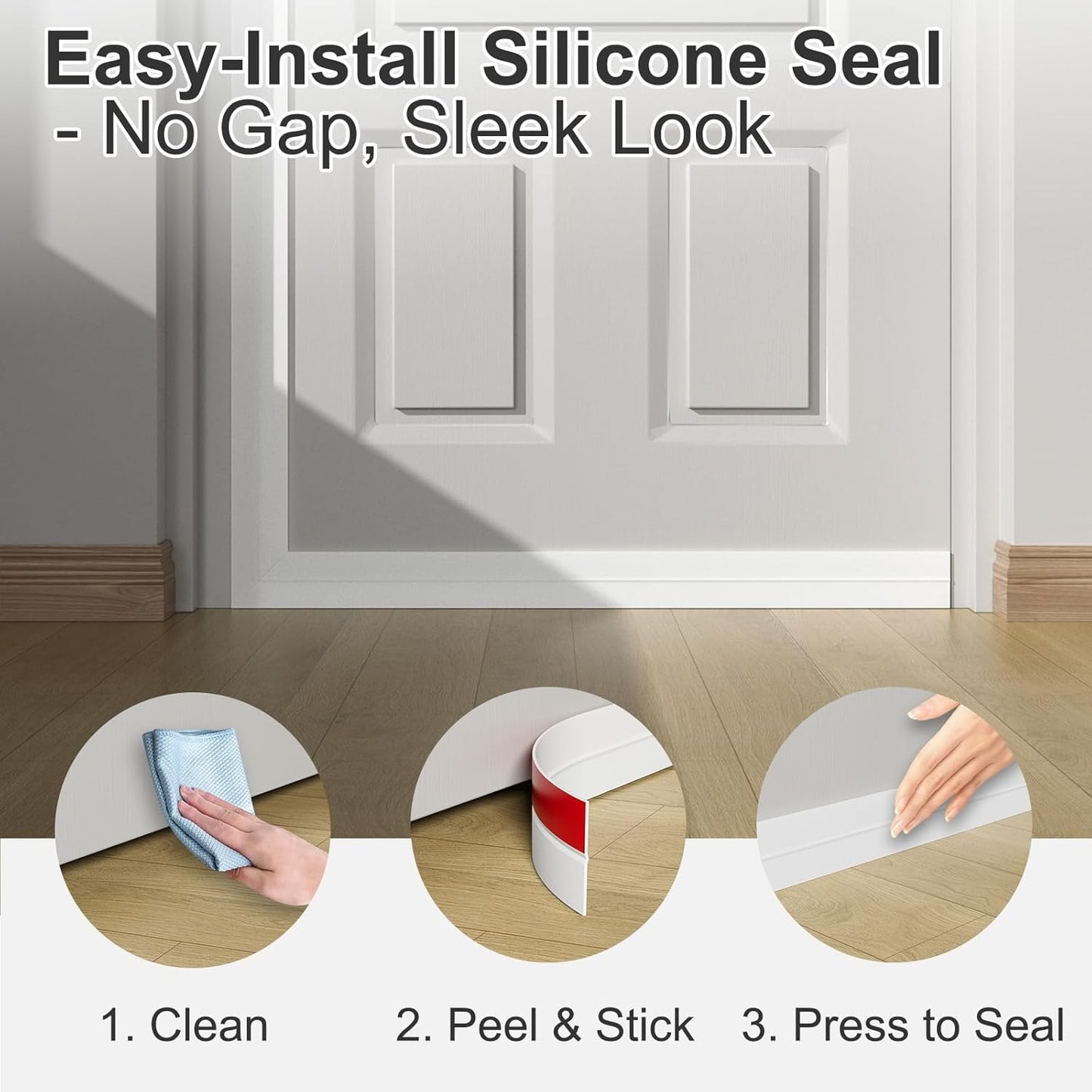 Heavy-Duty 36 ft x 2 in Weather Stripping, Extra Thick 2mm Door Draft Stopper Silicone Seal Strip for House and Glass Shower Doors for Collision and Side Gaps of Door and Windows, White