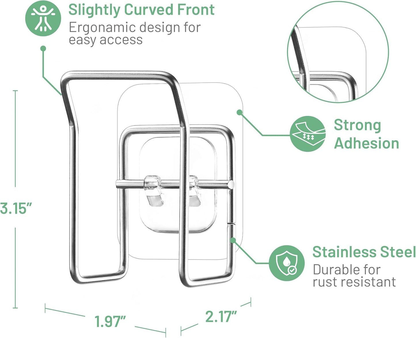 Hook LAB Reusable Sponge Holder for Kitchen Sink & Bathroom Organizer, Mountable Rack for Sponges, Scrubbers, Soaps and Brushes (Silver)