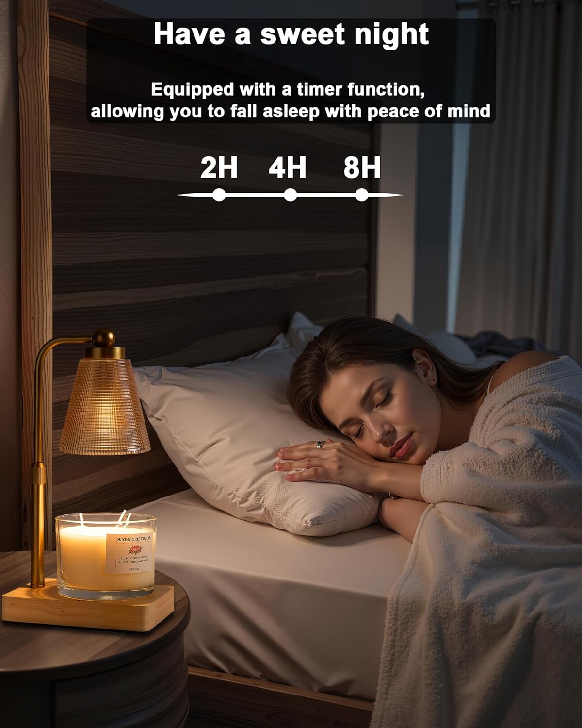 Candle Warmer Lamp - Electric Candle Warmer with Timer, Adjustable Height & Brightness, 2 Replacement Bulbs, 1-Year Warranty - Perfect for Jar Candles, Kitchen, Living Room, Bedroom (Gold)