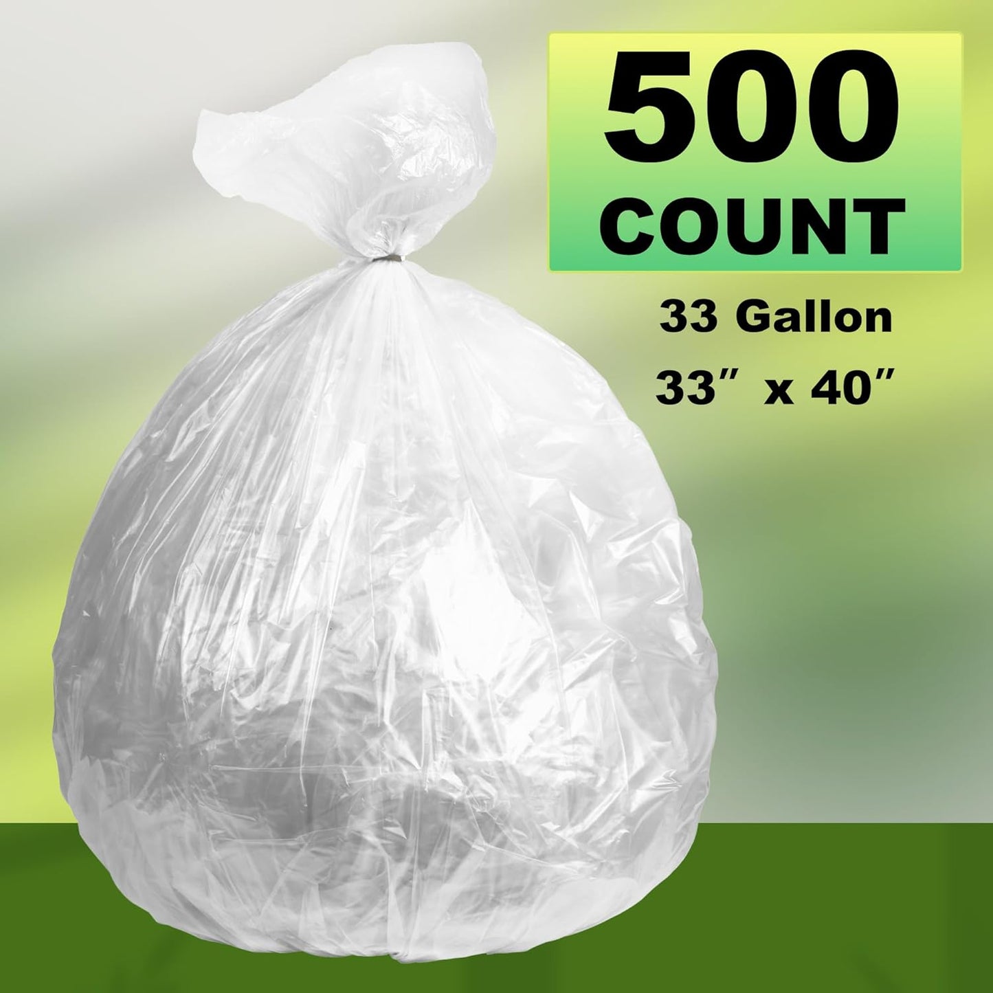 Trash Can Liner - Wholesale 500 Count Garbage Bags on Perforated Roll 33 Gallon Multipurpose for Office Bathrooms Business Home Commercial and Industrial Needs