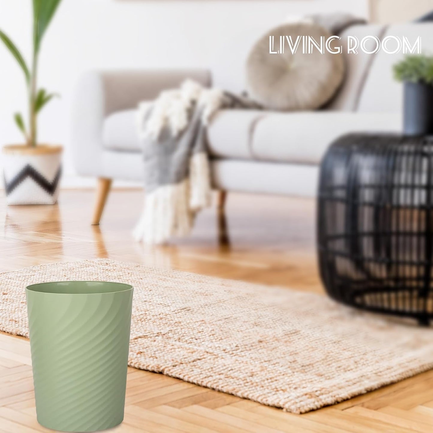 UUJOLY Plastic Small Trash Can Wastebasket, Garbage Container Basket for Bathrooms, Laundry Room, Kitchens, Offices, Kids Rooms, Dorms, 3.5 Gallon, Mint Green