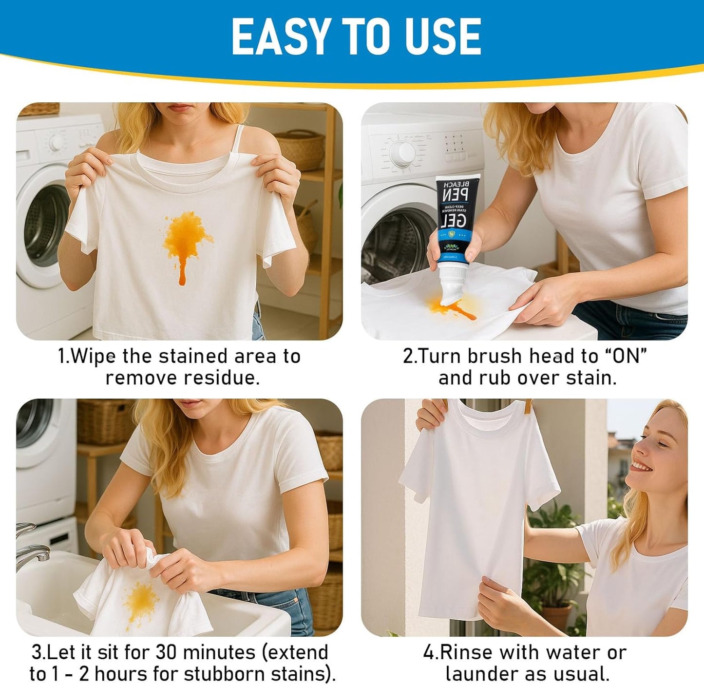 Bleach Pen for Clothing, 10.5 fl oz Stain Remover Pen for Whites & Colors, Portable Bleach Stick Stain Remover Gel for Travel & Home Use, Instantly Remove Stains Pen (Fresh Scent)