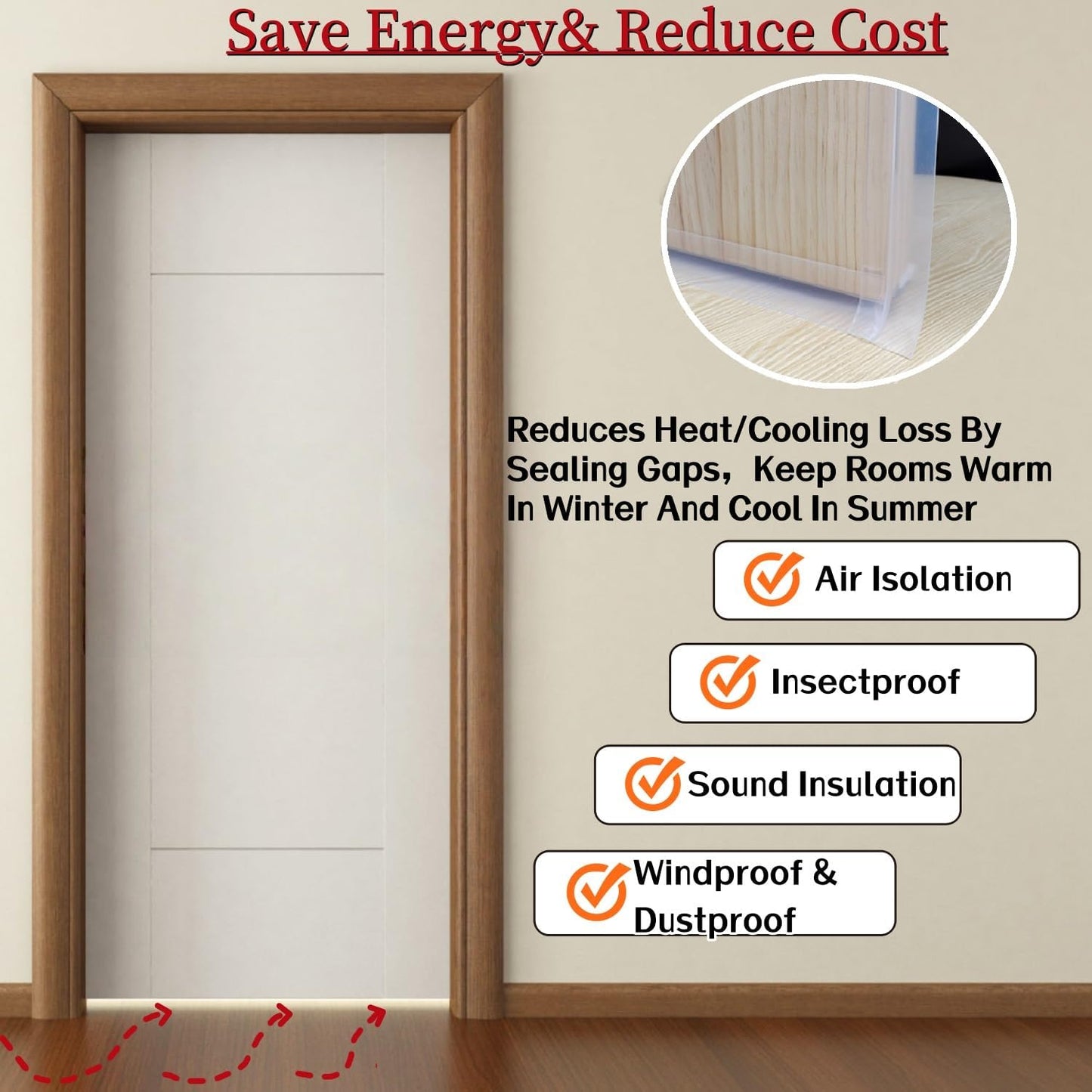 T Shape Door Seal Strip for Door & Windows Gaps，Draft Stopper Bottom Sweep Weather Stripping for Energy Saving, Noise Reduction,Easy Install (Transparent, 1.38" W x 19.7Ft)