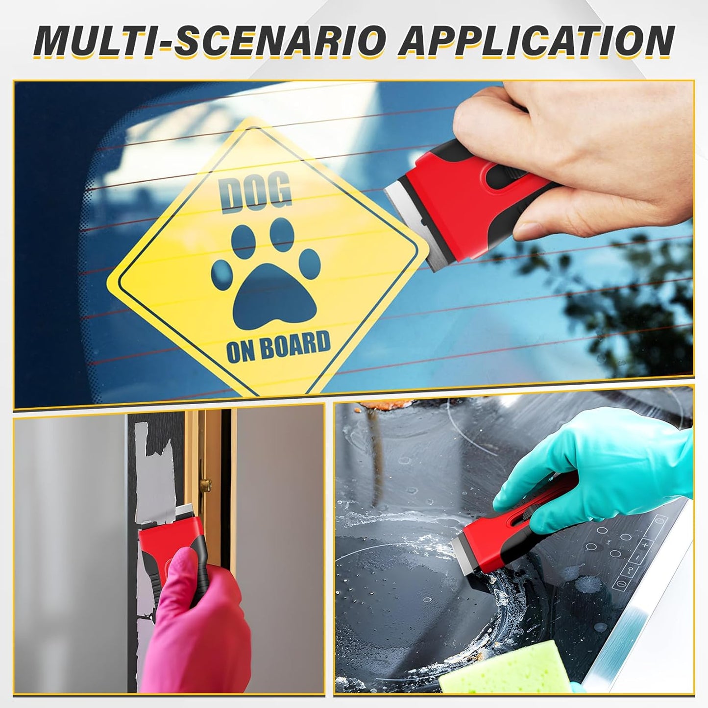 DIYSELF 2 Pack Razor Blade Scraper, Extra 10 PCS Mental Razor Blades Refills, High-Efficiency Razor Scraper, Razor Blade Scraper Tool for Cleaning, Durable Glass Scraper for Cooktop, Kitchen, Oven