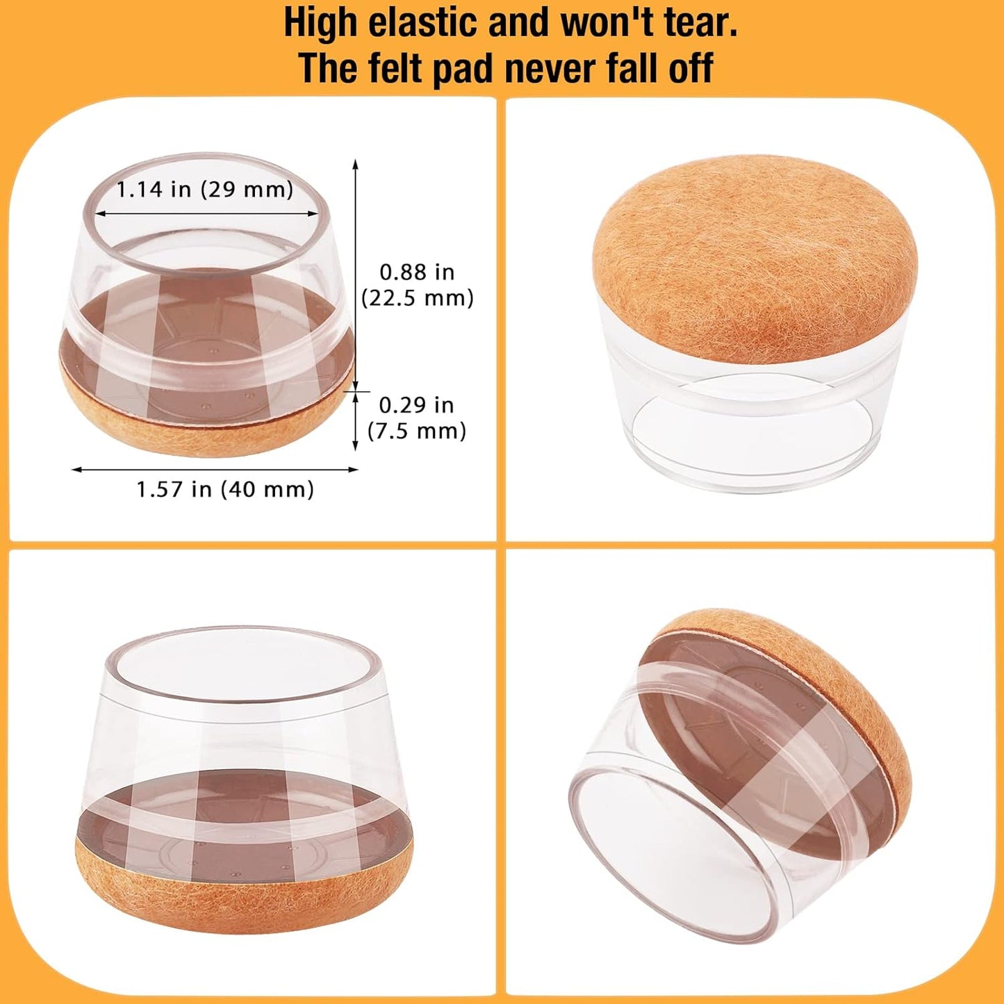 32 Pcs New Chair Leg Floor Protectors, Silicone Chair Leg Protectors for Hardwood Floors, Floor Protectors for Chairs, Chair Leg Caps Protect Wooden Floors from Scratching, Won't Tear