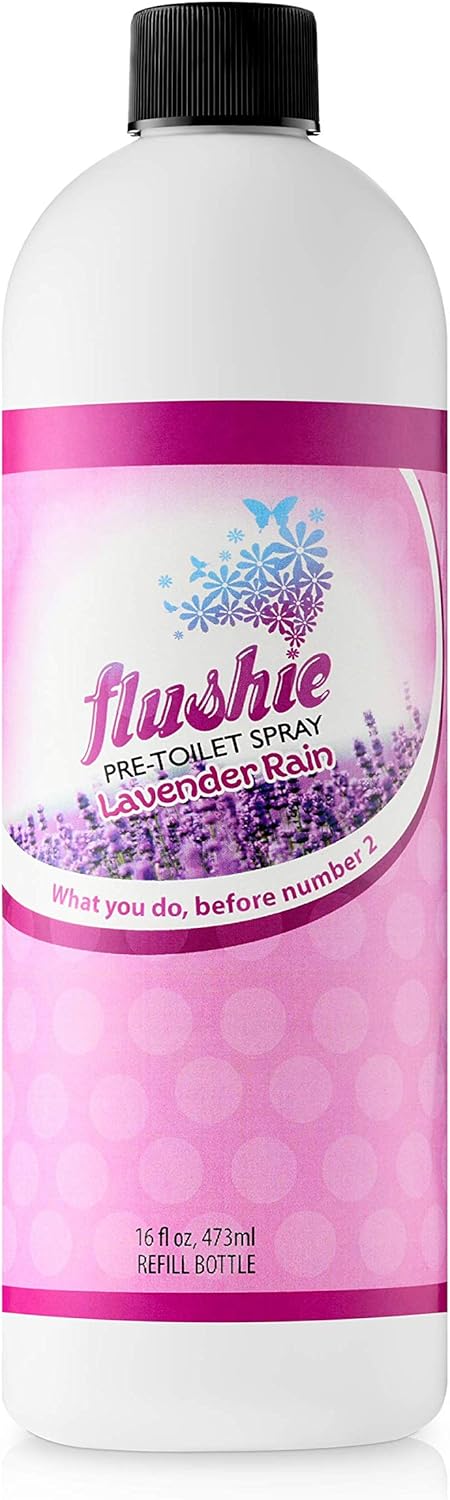 Flushie Pre-Toilet Spray 16 oz Lavender Rain Scent Bathroom Spray 16-Ounce Pump Spray Bottle Refill