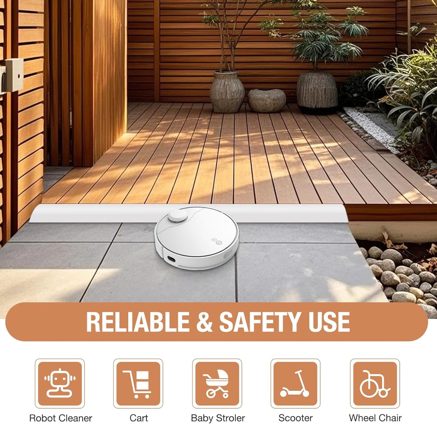 Floor Transition Strip Self Adhesive Vinyl Door Threshold for Doorways Carpet Edging Trim Overlap Edge Reducer for Laminate Floor, Carpet, Tile (White, 1/5" to 2/5", 6.6Ft)