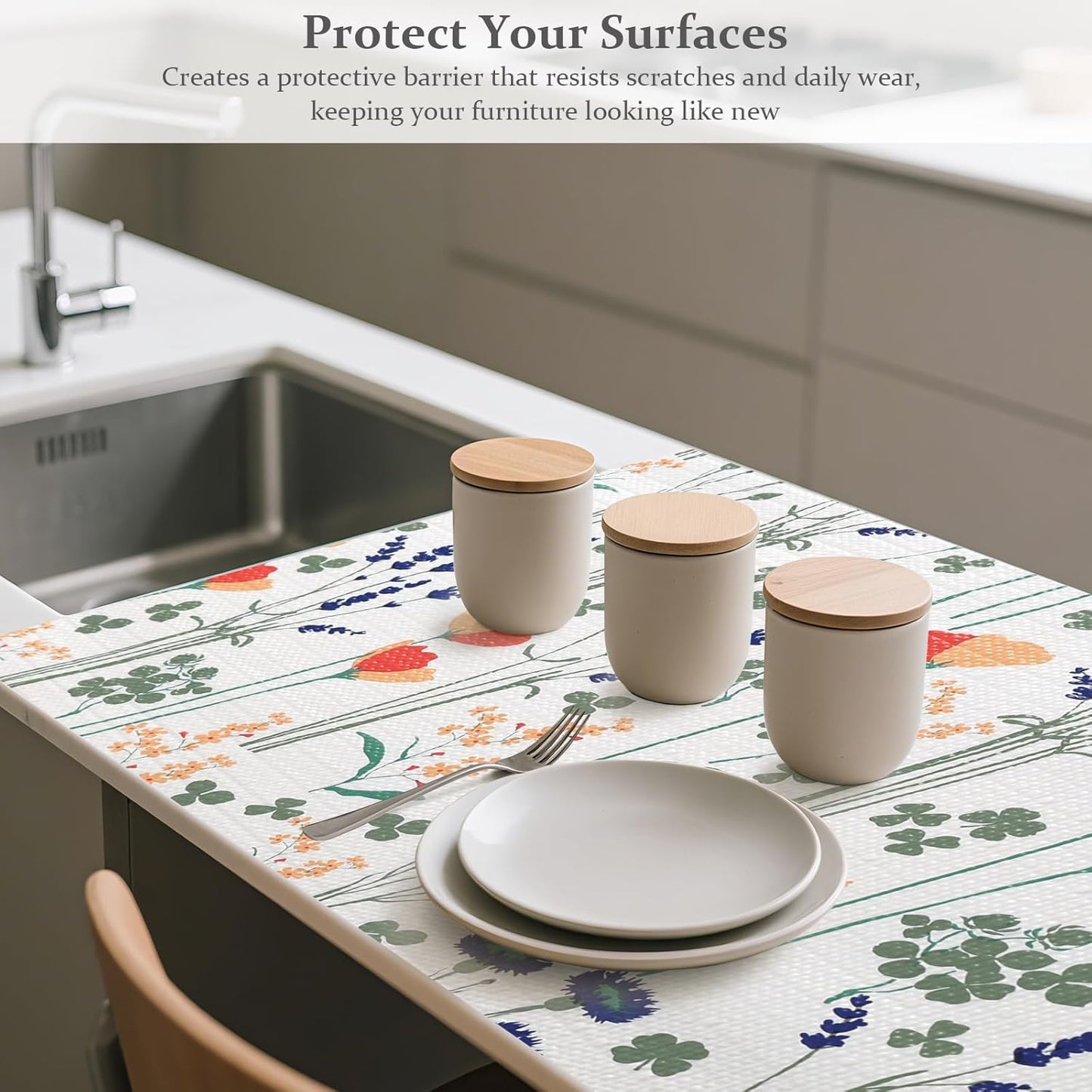 FINNEZ Shelf and Drawer Liner 17in x 10FT with Cutting Tool, Non Slip Non Adhesive Drawer Liners for Kitchen Cabinets, Waterproof Floral Cabinet Liner for Shelves, Refrigerator