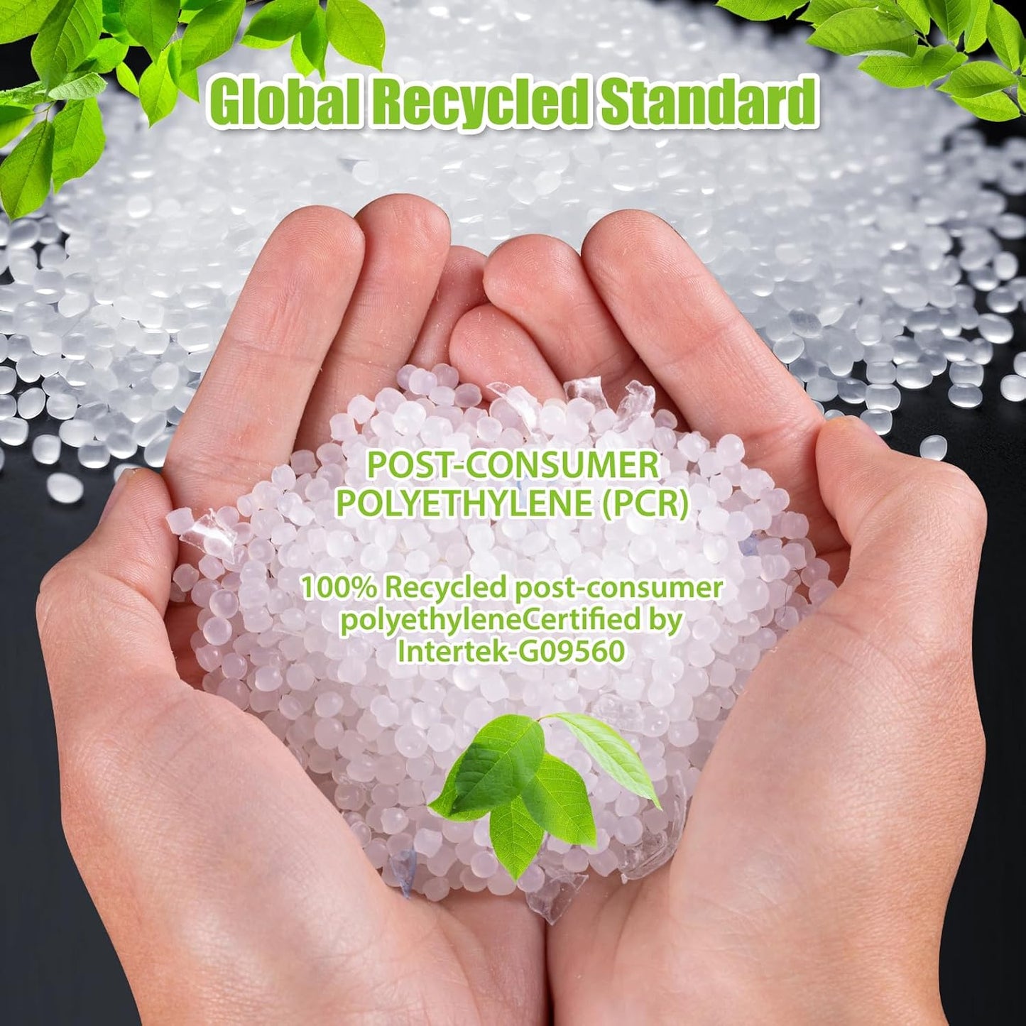 Large Trash Bag 13 Gallon Tall Drawstring 100% Post-Consumer Recycled Garbage Bag Waste Bag for Kitchen Office 0.8 Mil (300 Count)