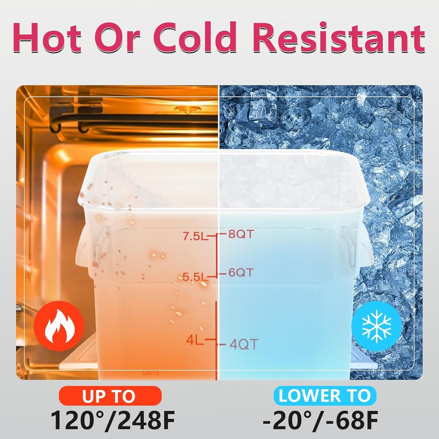 4 Pack 8 Quart Square Clear Food Storage Containers with Lids Cereal Containers Storage Airtight Food Storage Containers for Restaurant Kitchen Home