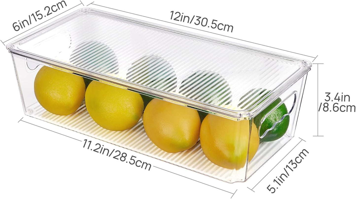 Vtopmart 8pcs Clear Organizers and Storage Bins with Lids, Stackable Plastic Storage Containers with Handles for Fridge, Freezer, Pantry, Cabinet, Kitchen Organization