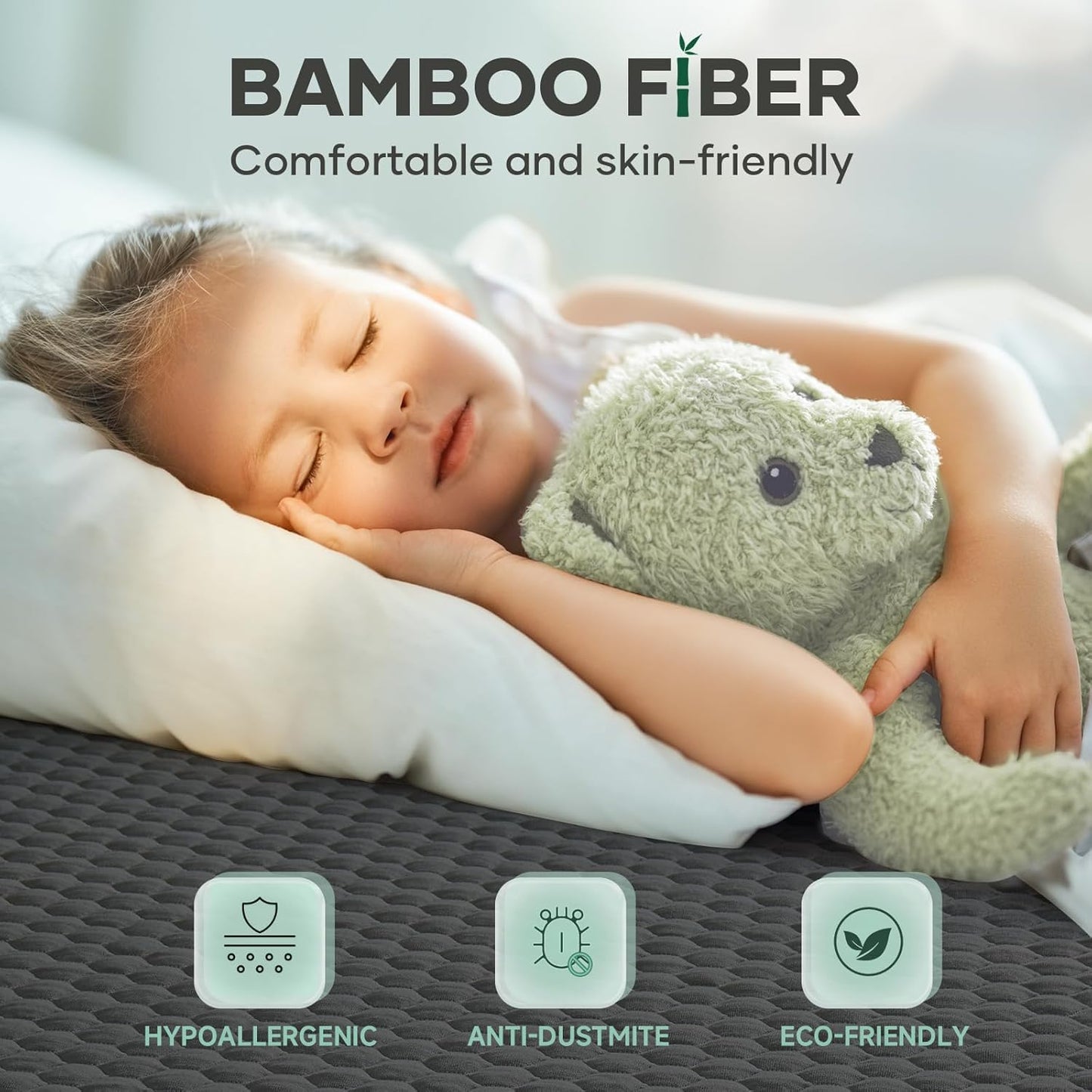 OhGeni 100% Waterproof Mattress Protector, King-Gray Size Mattress Pad, Fits 6"-20" Mattresses with Deep Pocket, Cooling, Breathable Fitted Sheets, Soft Bed Cover, Noiseless, Machine Washable