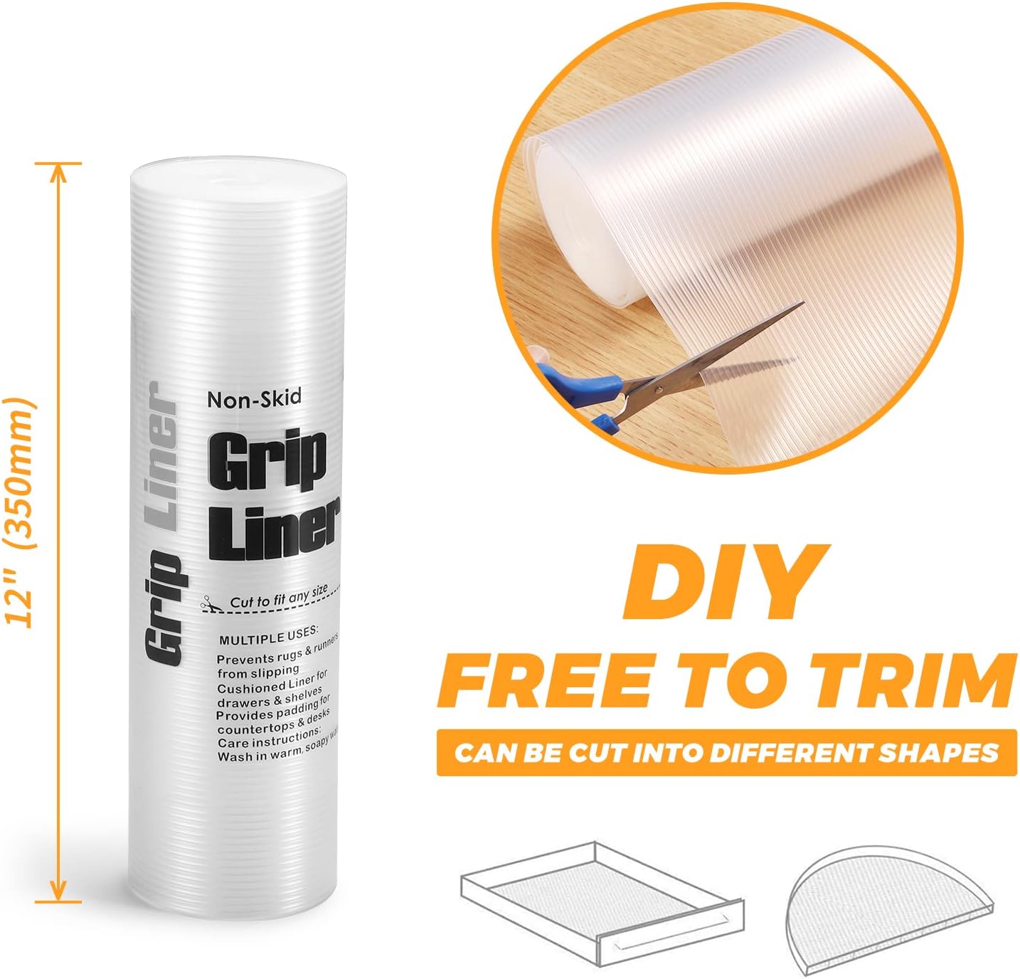 Glotoch Shelf and Drawer Liner for Kitchen Cabinet,12in x 30FT Non-Adhesive Cabinet Liners for Shelves Non Slip Waterproof Contact Paper for Cabinets Pantry Fridge EVA Wire Shelf Liner,Clear