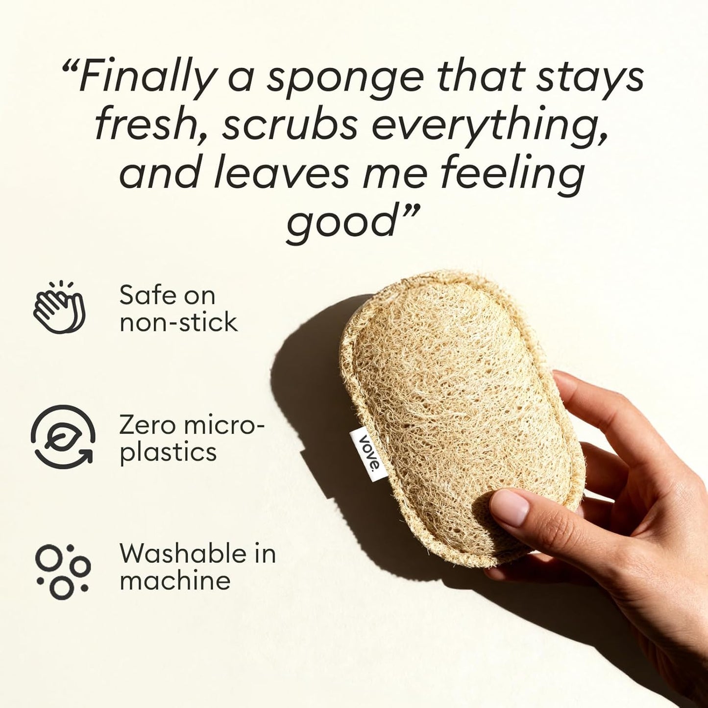 Vove Washing Up Sponges, Pack of 8 - Loofah & Cellulose Sponge with Cotton, Natural Eco-Friendly Kitchen Sponges & Scourers for Household Cleaning, FSC-Certified Packaging