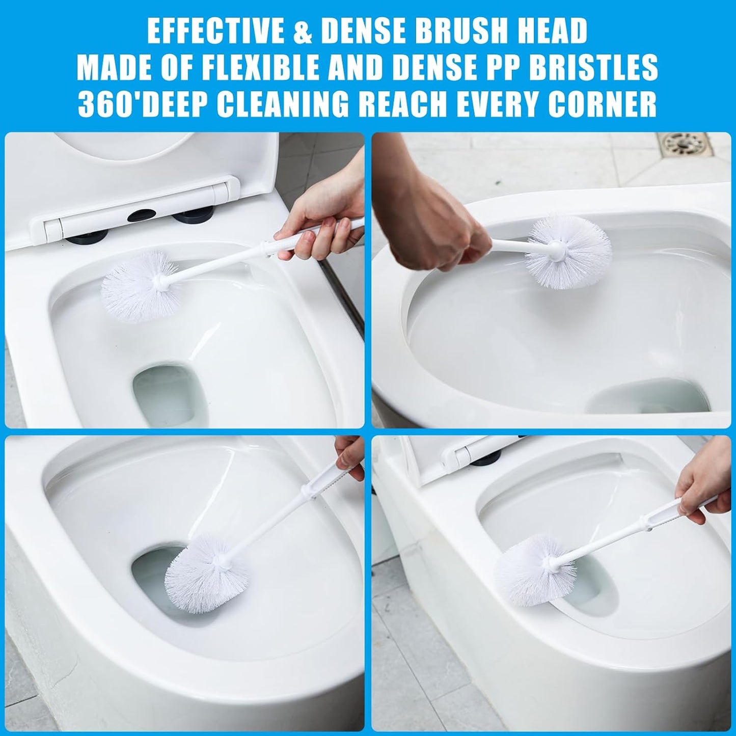 Mimorou 25 Pcs White Toilet Brush, Bathroom Toilet Bowl Brush, Soft Bristle Long Handle Plastic Toilet Scrubber for Bathroom