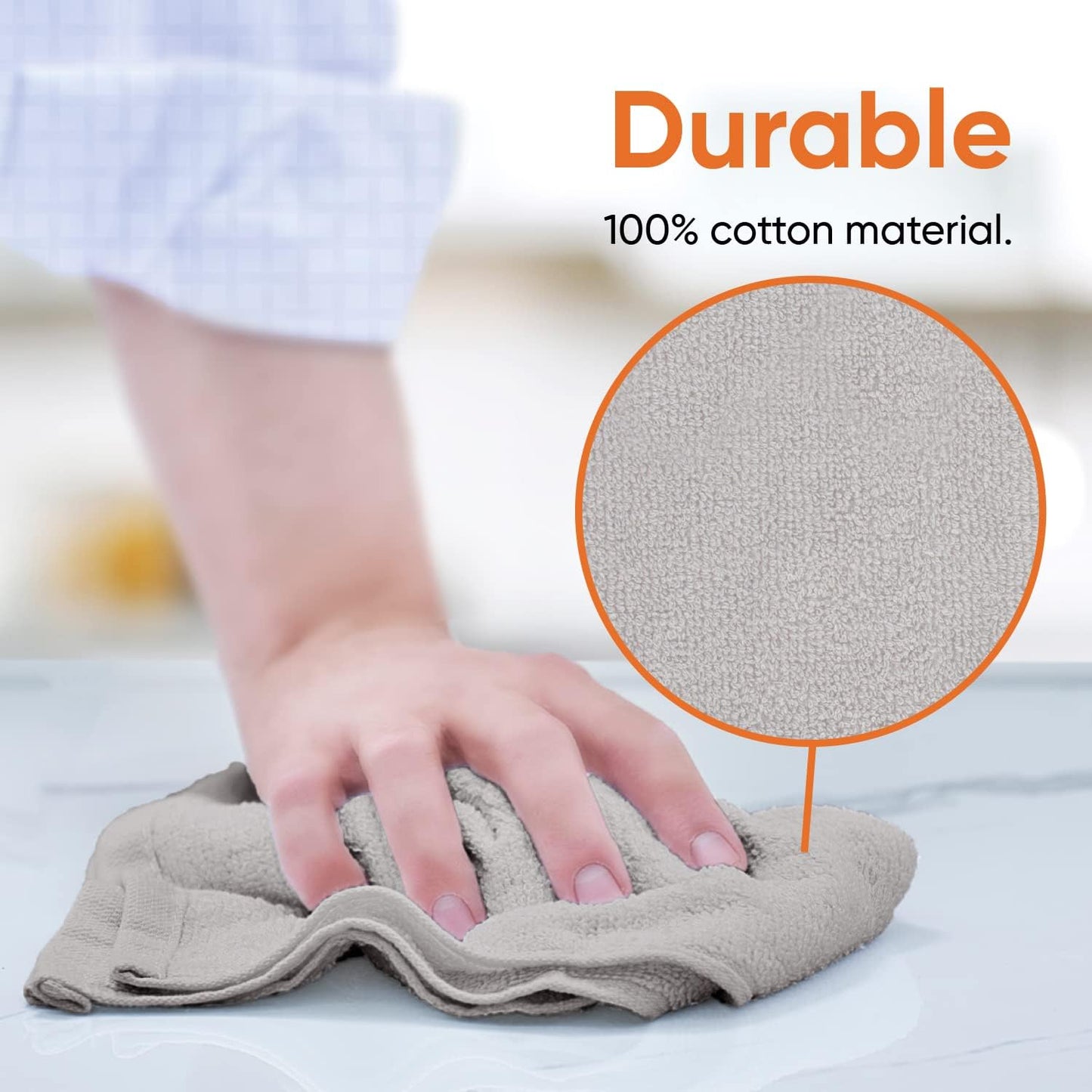 Superio Cotton Terry Washcloths Grey Towels 100% Cotton Cleaning Cloth 16" Rags Wash Clothes for Body and Face, Spa Towels, Multi Purpose (24, 12"x12")