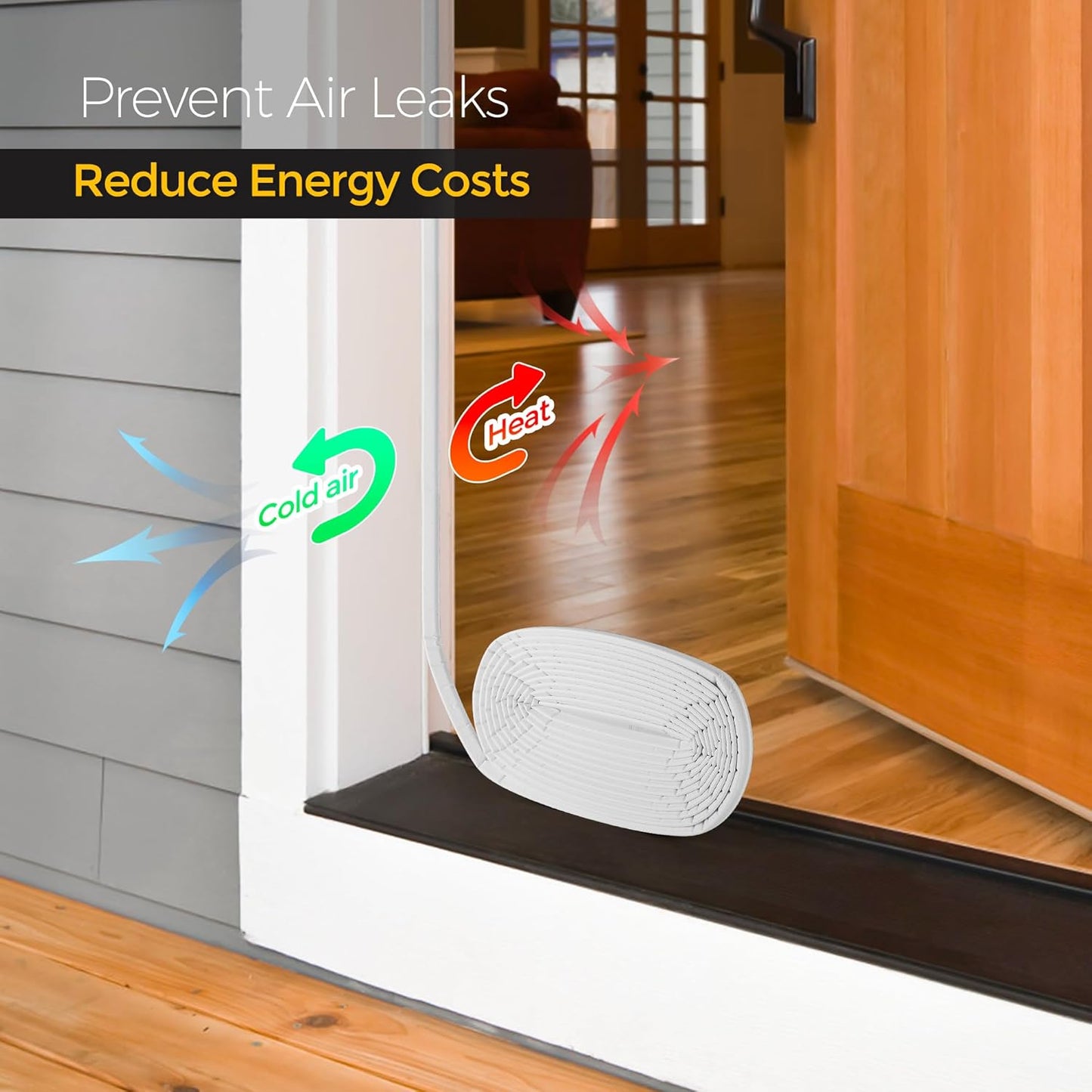 Weather Stripping Door Seal Strip - Soundproof Q-Shaped Foam for Exterior Door Frame, Large Gap Seal, Noise Cancelling, Easy to Install (White, 26FT)