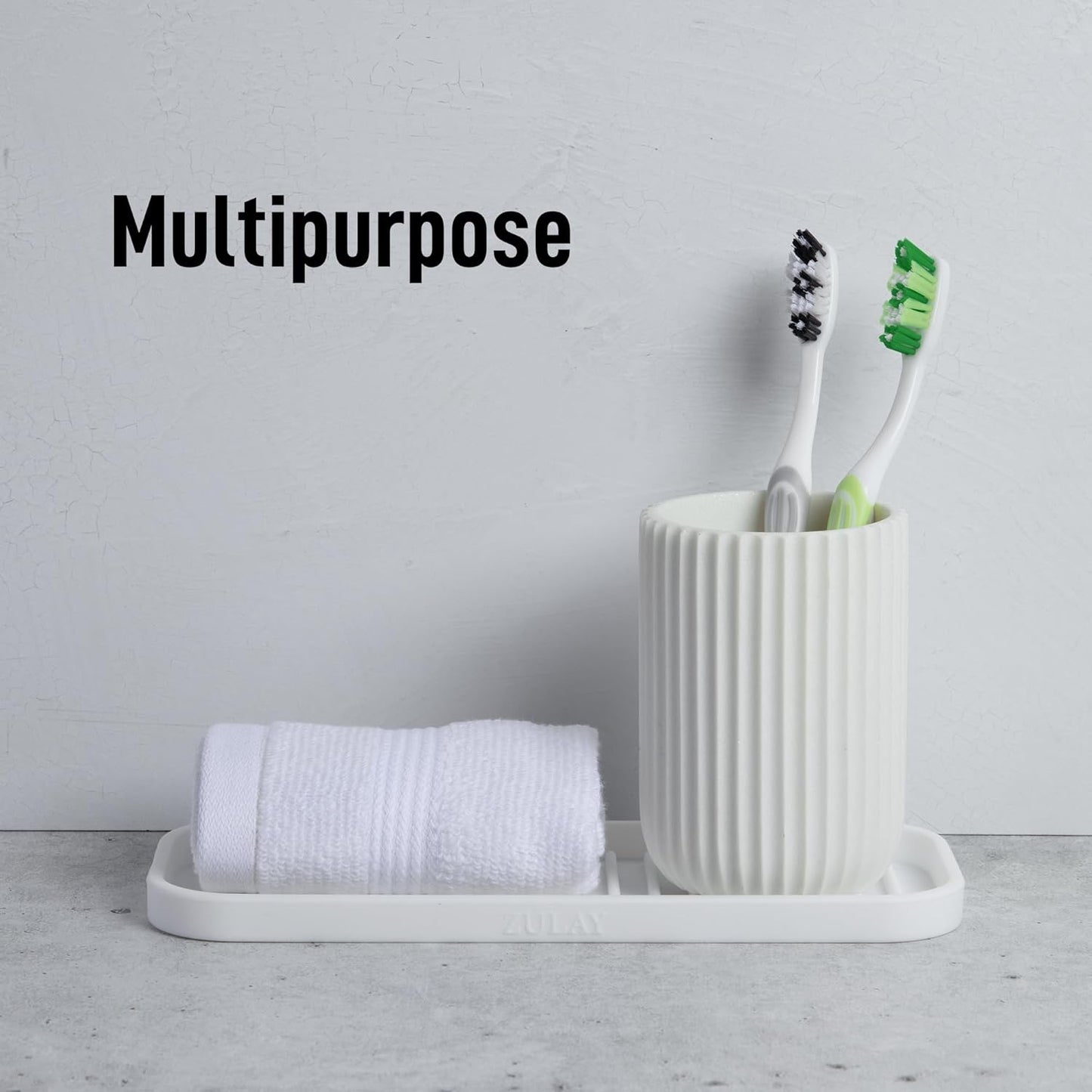 Zulay Kitchen (9x3.5) Silicone Sponge Holder for Kitchen Sink - Flexible Multipurpose Soap Tray - Sink Organizer for Kitchen, Bathroom, Makeup, Trinkets & More (White)