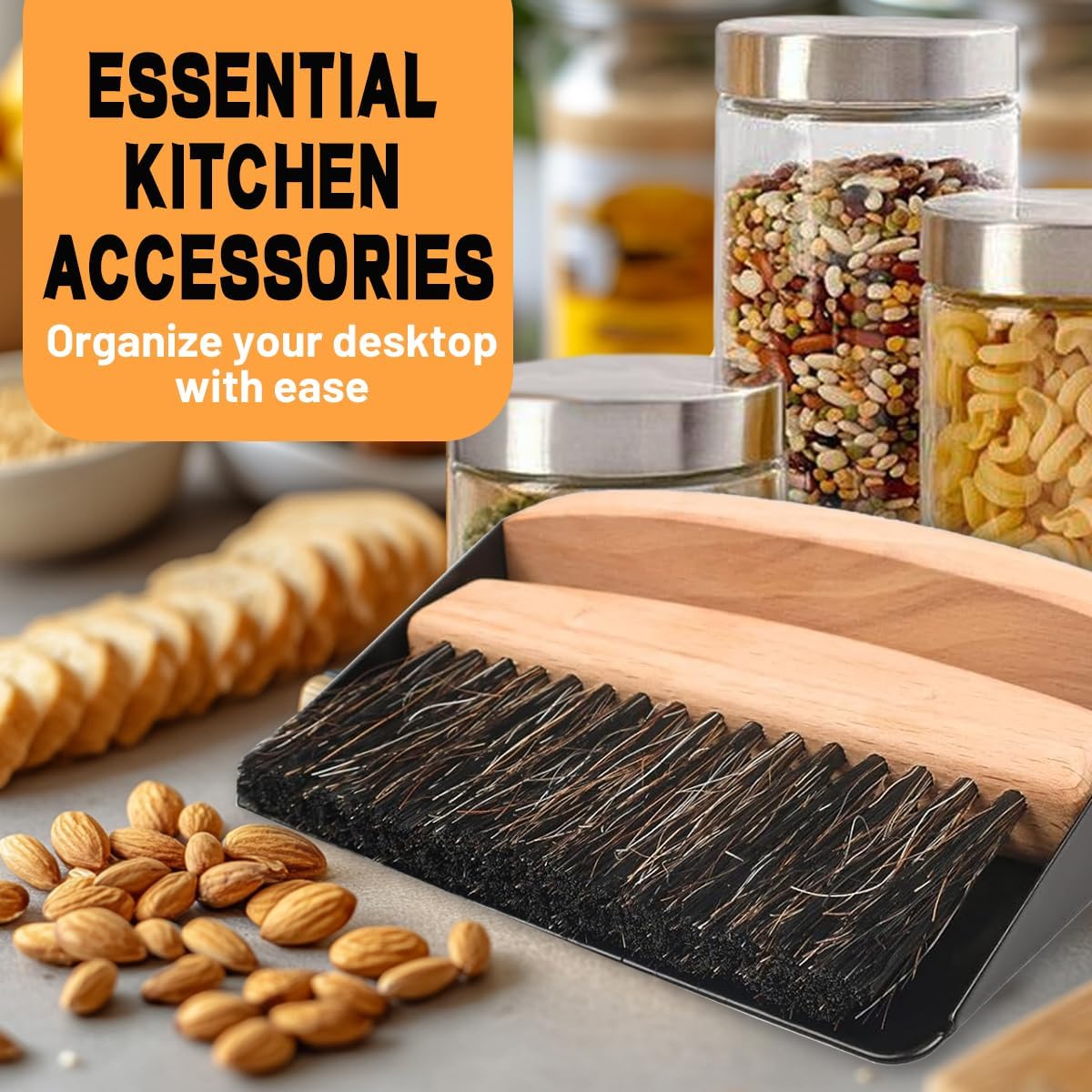 Mini Broom and Dustpan Set,Small Broom and Dustpan Set for The Kitchen,Portable Cleaning Brush and Dustpan,Wooden Mini Dustpan and Brush Set for Kitchen,Pet Care Home,Sofa and Tabletop