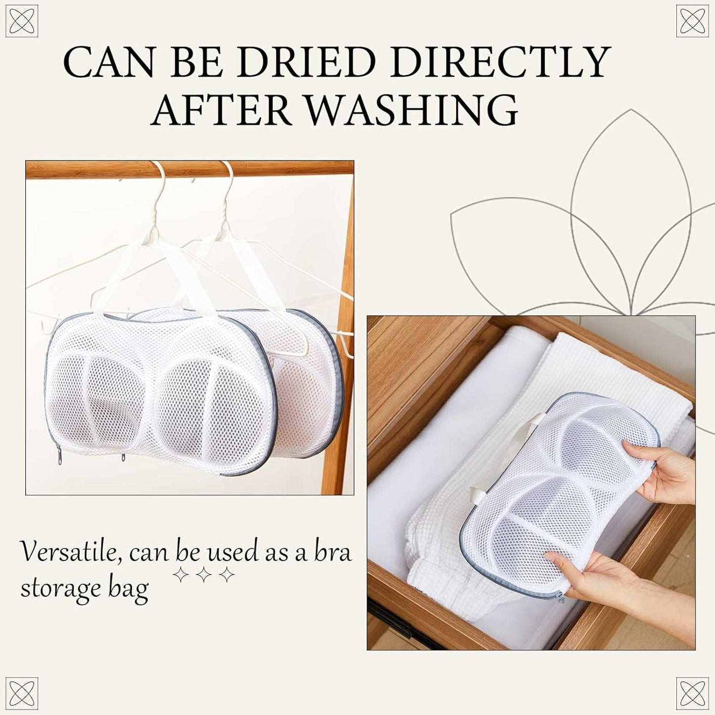 SATINIOR 6pcs Large Bra Lingerie Wash Bags for Laundry Delicates Bra Washer Protector with Zipper, Mesh Fabric, Fits All Cups Anti Deformation Cleaning and Drying Delicates for Washing Machine