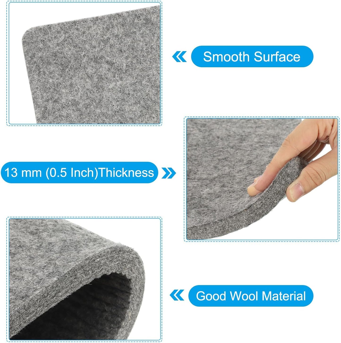 PATIKIL Wool Pressing Mat, 24" x 17" Wool Ironing Pad Blanket 0.5" Thickened Heat Resistant Quilting Ironing Pad for Quilters Sewing Craft, Grey