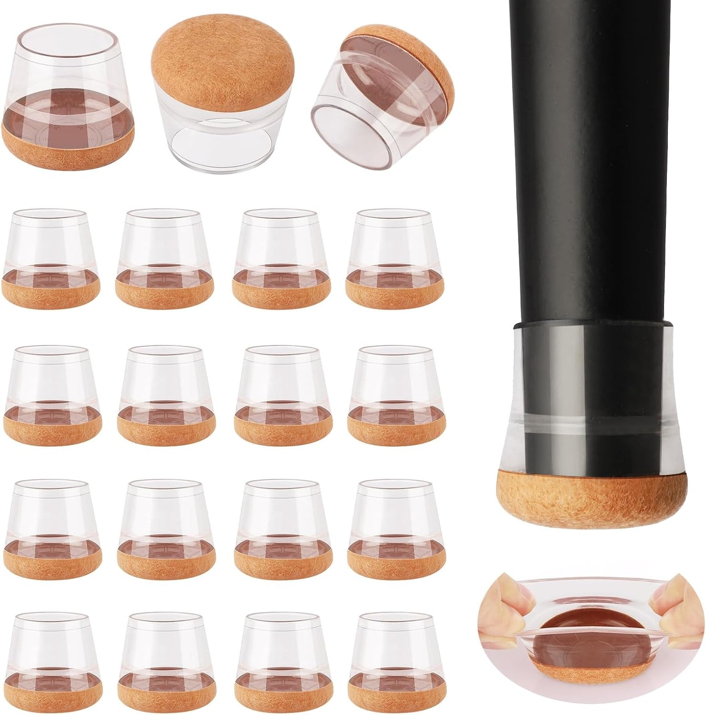 16 Pcs New Small Chair Leg Protectors for Hardwood Floors, Silicone Chair Leg Floor Protectors, Chair Leg Caps Covers Protect Wooden Floors from Scratching, Thick, Won't Tear