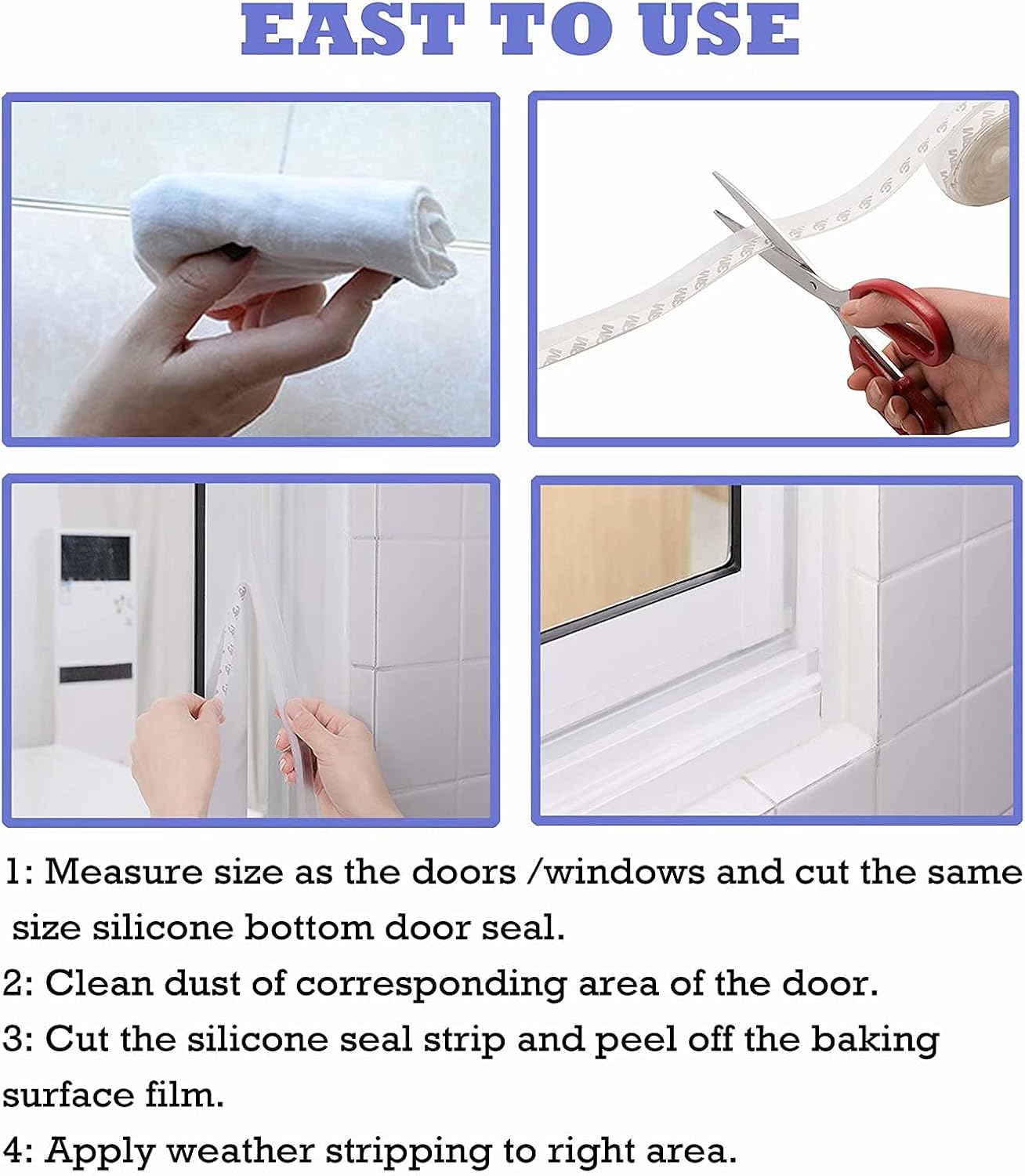 Weather Stripping Door Seal Strip,Door Strip Bottom for Doors Silicone Sealing Sticker Adhesive for Doors and Windows Gaps of Anti-Collision Silicone 5M/16FT (45MM, Transparent)
