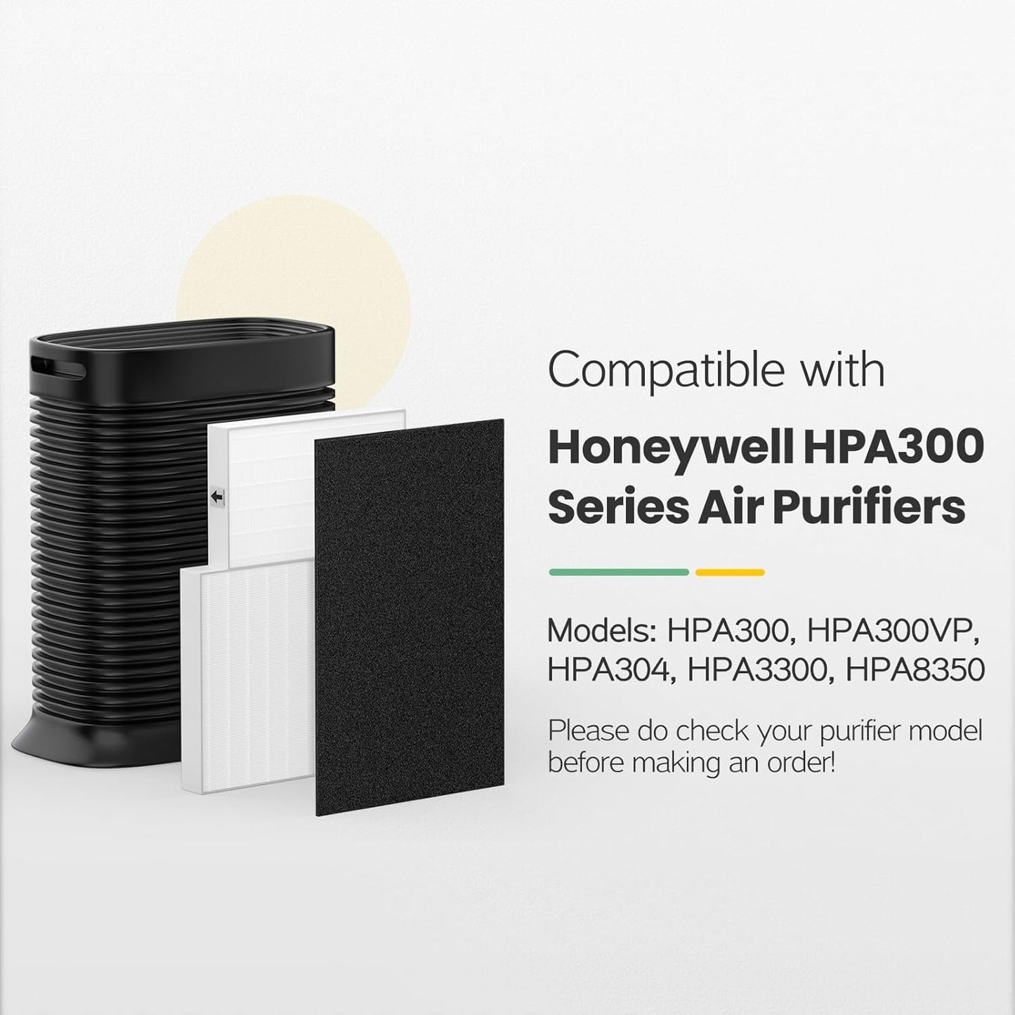 HPA300 HEPA Filter Replacement Compatible with Honeywell Air Purifier HPA300 Series, HPA300, HPA304, HPA8350, HPA300VP, HPA3300b, HPA5300, Pack of 6 HEPA R and 8 Pre filters A HRF-AP1
