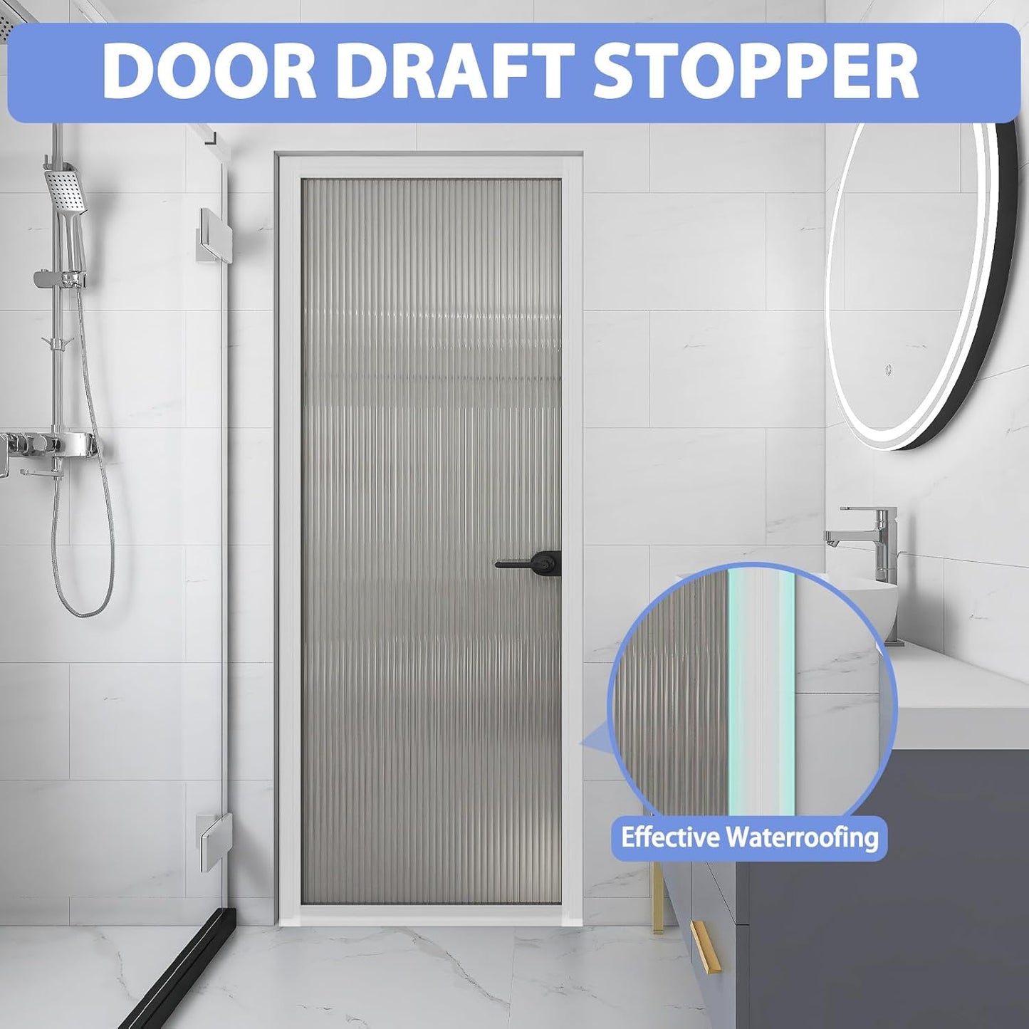 Weather Stripping Door Draft Stopper Flexible Self Adhesive Silicone Door Seal Strip for Glass Doors Windows and Shower Glass Gaps, 2 Inch Wide X 10 Feet Long, Clear