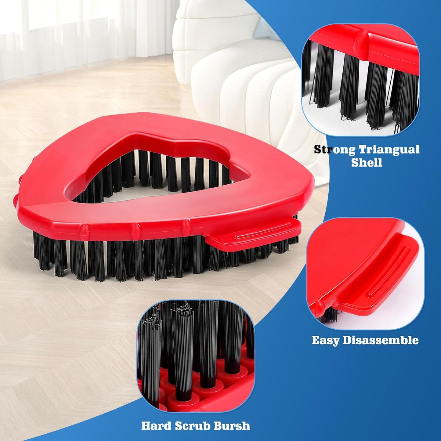 2 Pcs Mop Scrub Brush Head and 1 Mop Base Part Replacement for EasyWring 1 Tank System, Hard Bristle Cleaning Brush for Bathroom Kitchen Tile