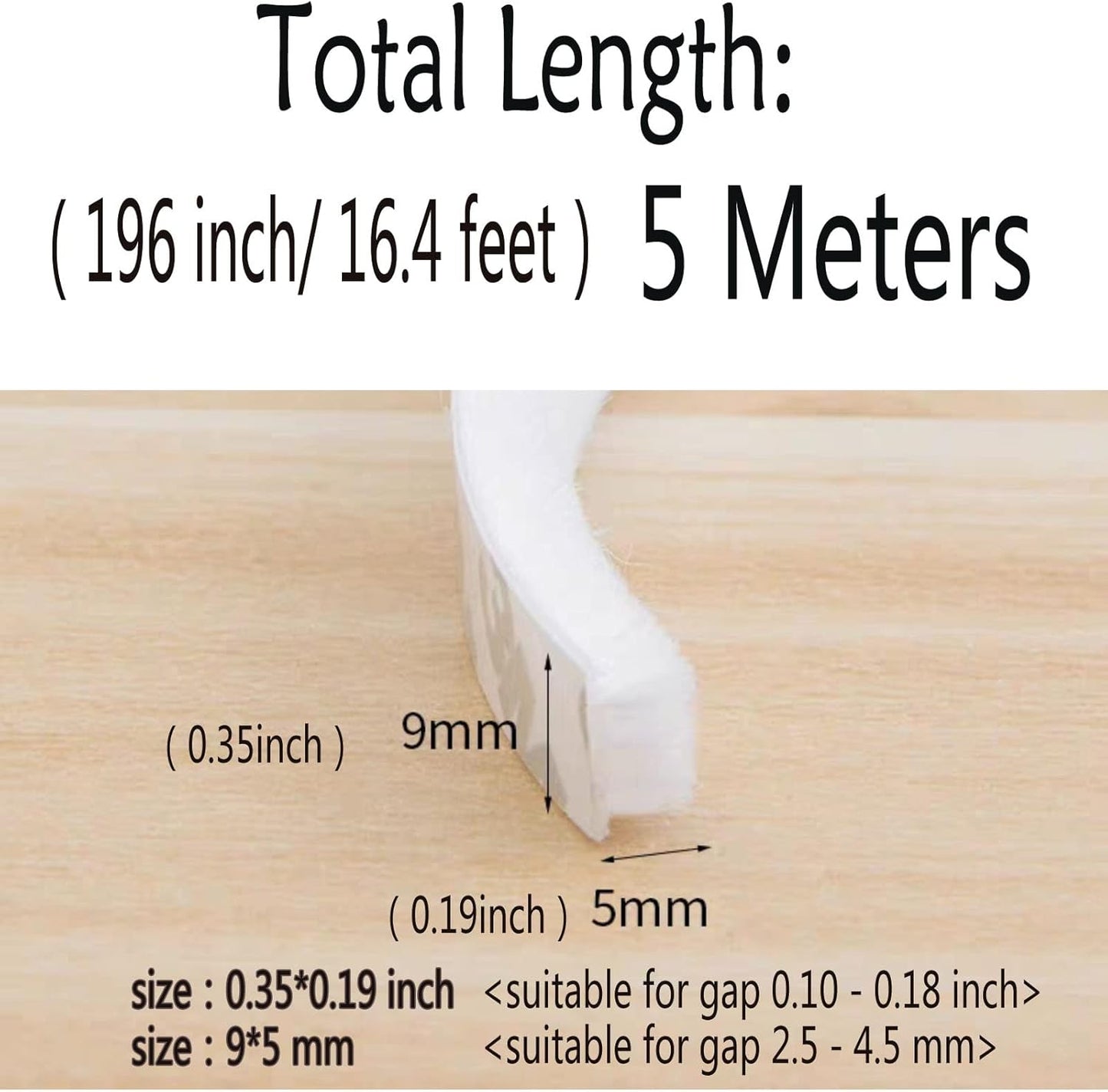 Weather Stripping Brush for Sliding Windows/Doors Frame Side,Pile Self Adhesive Weatherstrip Seal Strip Sealer Draft Stoppers (16.5ft x11/32 x 3/16 Brush inch, White)