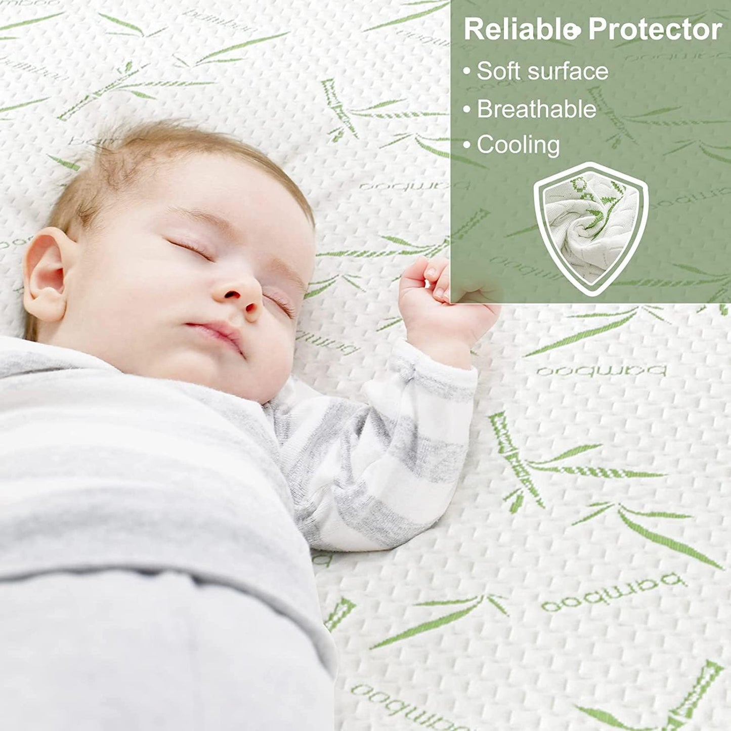 California King Mattress Protector Waterproof Mattress Pad Washable Bamboo Rayon Mattress Cover Breathable Noiseless Bed Protector 5" - 21'' Elastic Fitted Deep Pocket