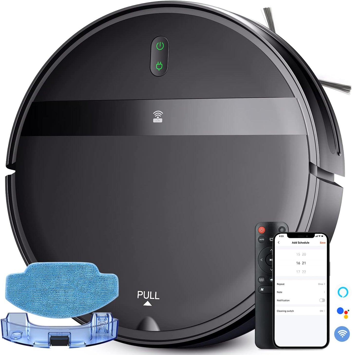 Robot Vacuum and Mop Combo for Pet Hair & Large Homes – Smart App/Voice, 2300Pa Suction, 120Min Clean, Ultra-Thin 2.87" Design