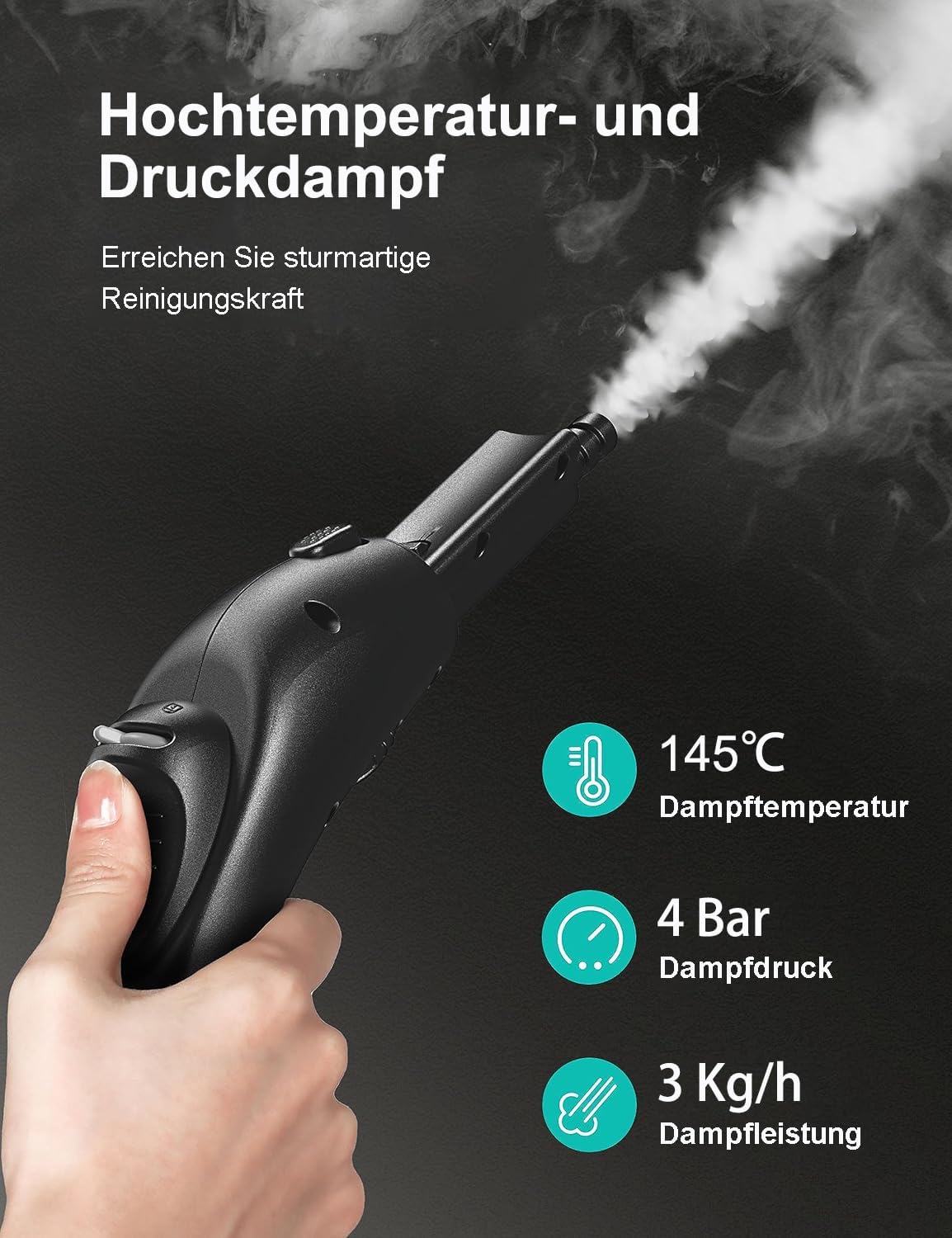 Steamer for Cleaning, Aspiron Multipurpose Portable Canister Steamer with 21 Accessories, Chemical-free, Steam Cleaner Carpet and Upholstery Floors Car Kitchen Tiles, 1.5L Capacity