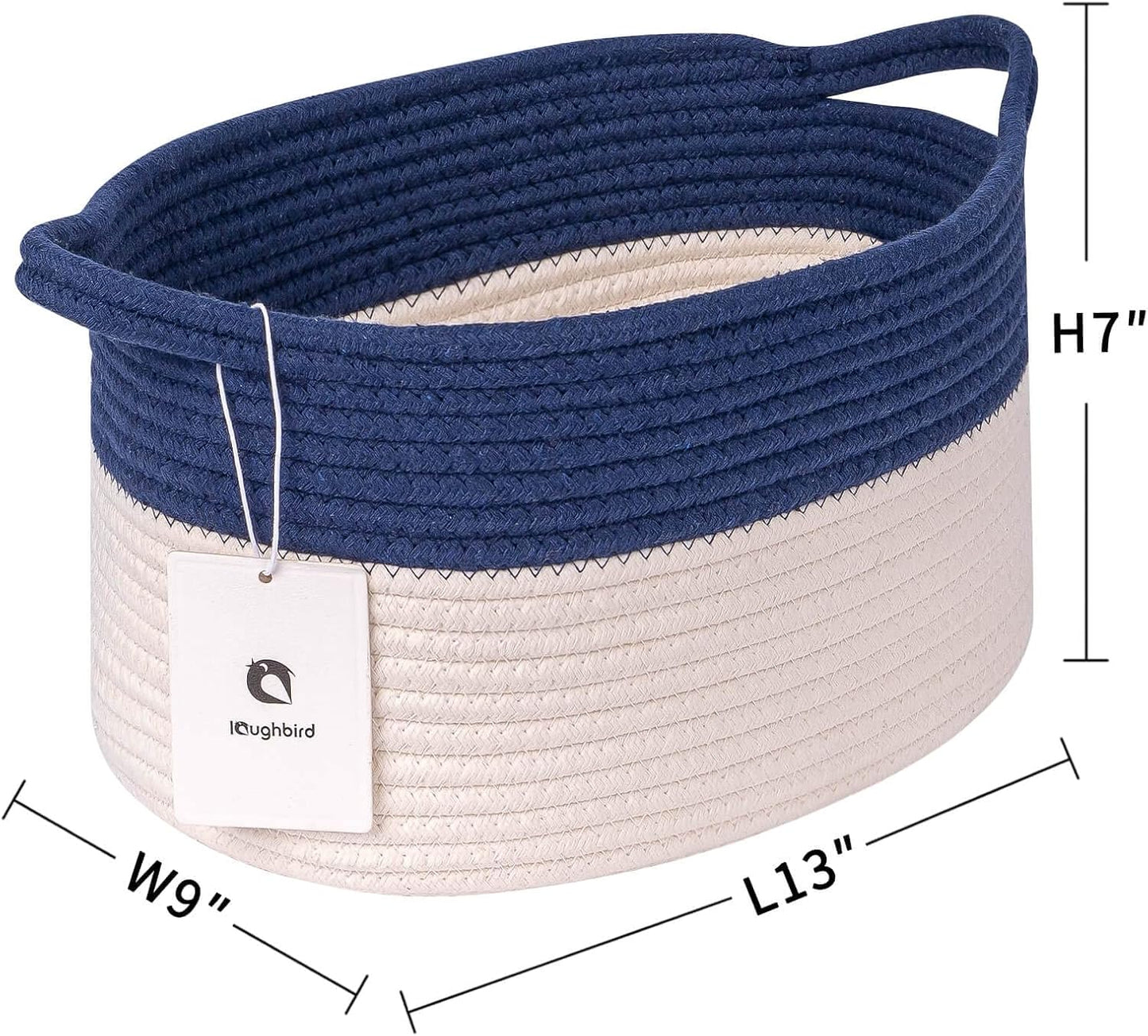 Medium and Large Woven Basket//With Handle, Used for Toys and Fabric Storage Basket used for Storing xl Storage Box, Decorative Storage Box Room 2pack (Blue, L13×W9×H7)