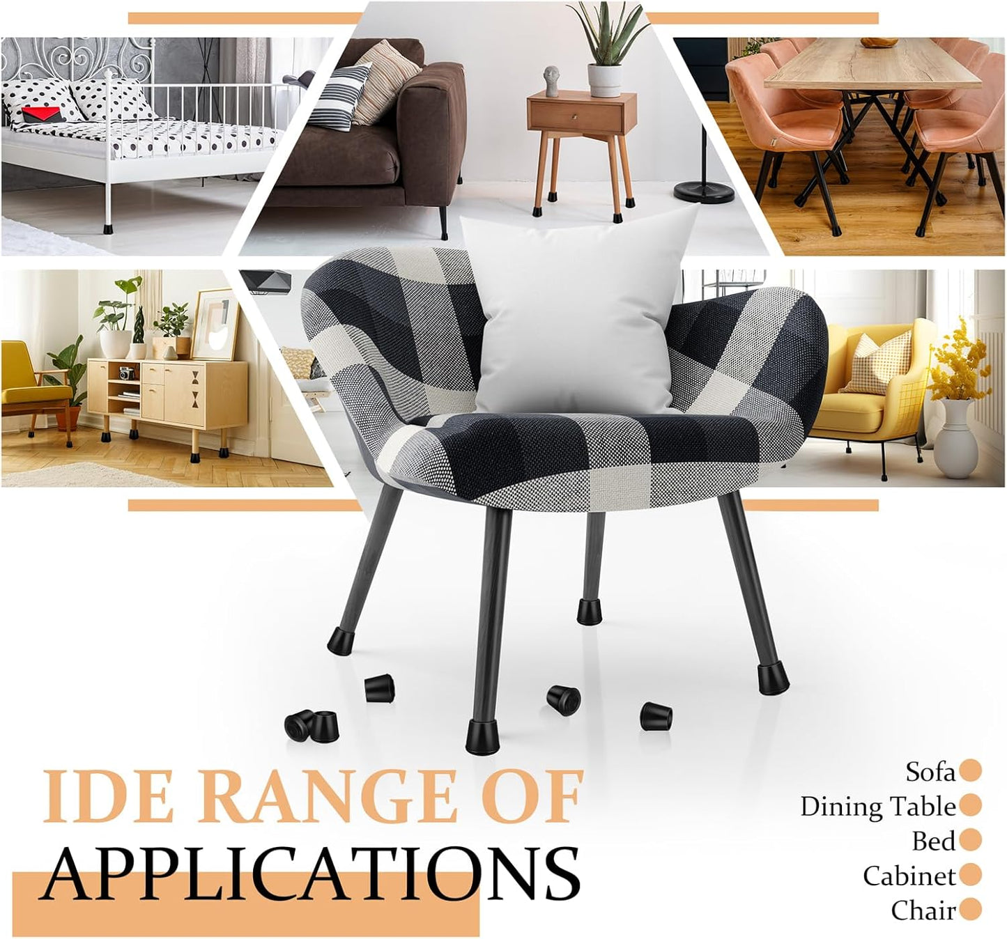 1-1/4” Round Rubber Chair Leg Tips Caps, Chair Leg Floor Protectors Furniture Legs Caps Non Slip Reduce Noise for Hardwood Floors (Black, 8 Pack)