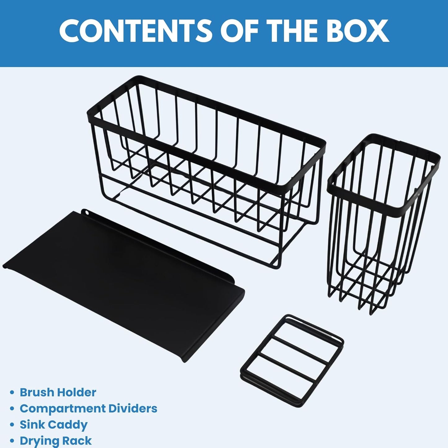 USTECH Kitchen Sink Organizer, Sponge Holder, Countertop Organizer, Brush Holder, Sink Accessories